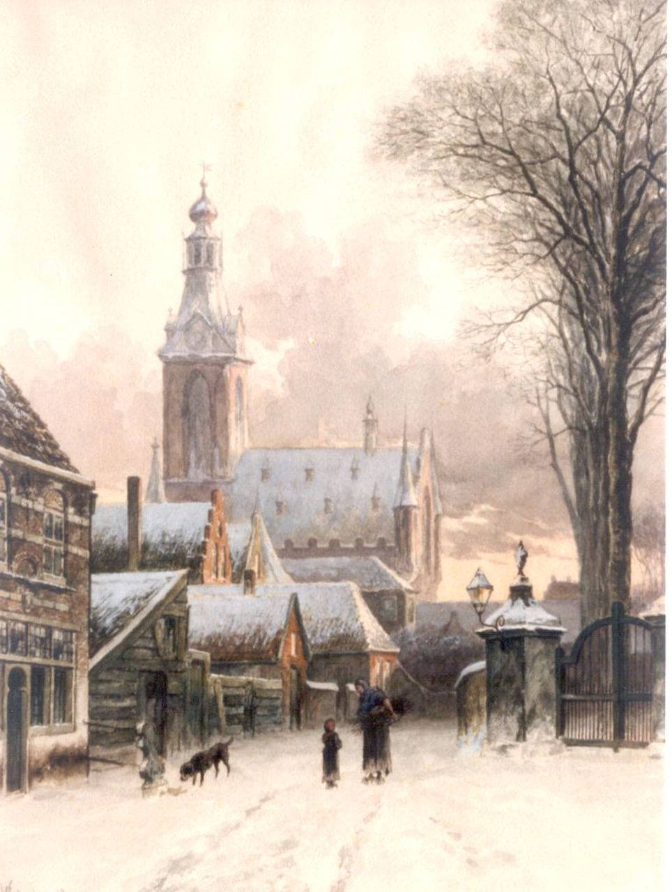 Willem de Haas Hemken | A view of Heusden in winter, Aquarell auf Papier, 58,0 x 44,0 cm, signed l.l.