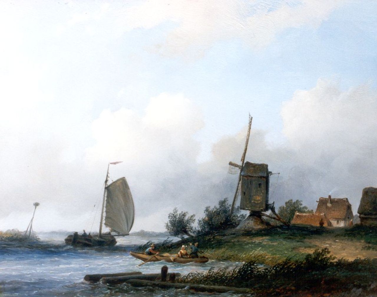 Hilverdink J.  | Johannes Hilverdink, A river landscape, Öl auf Holz 23,9 x 30,8 cm, signed l.r.