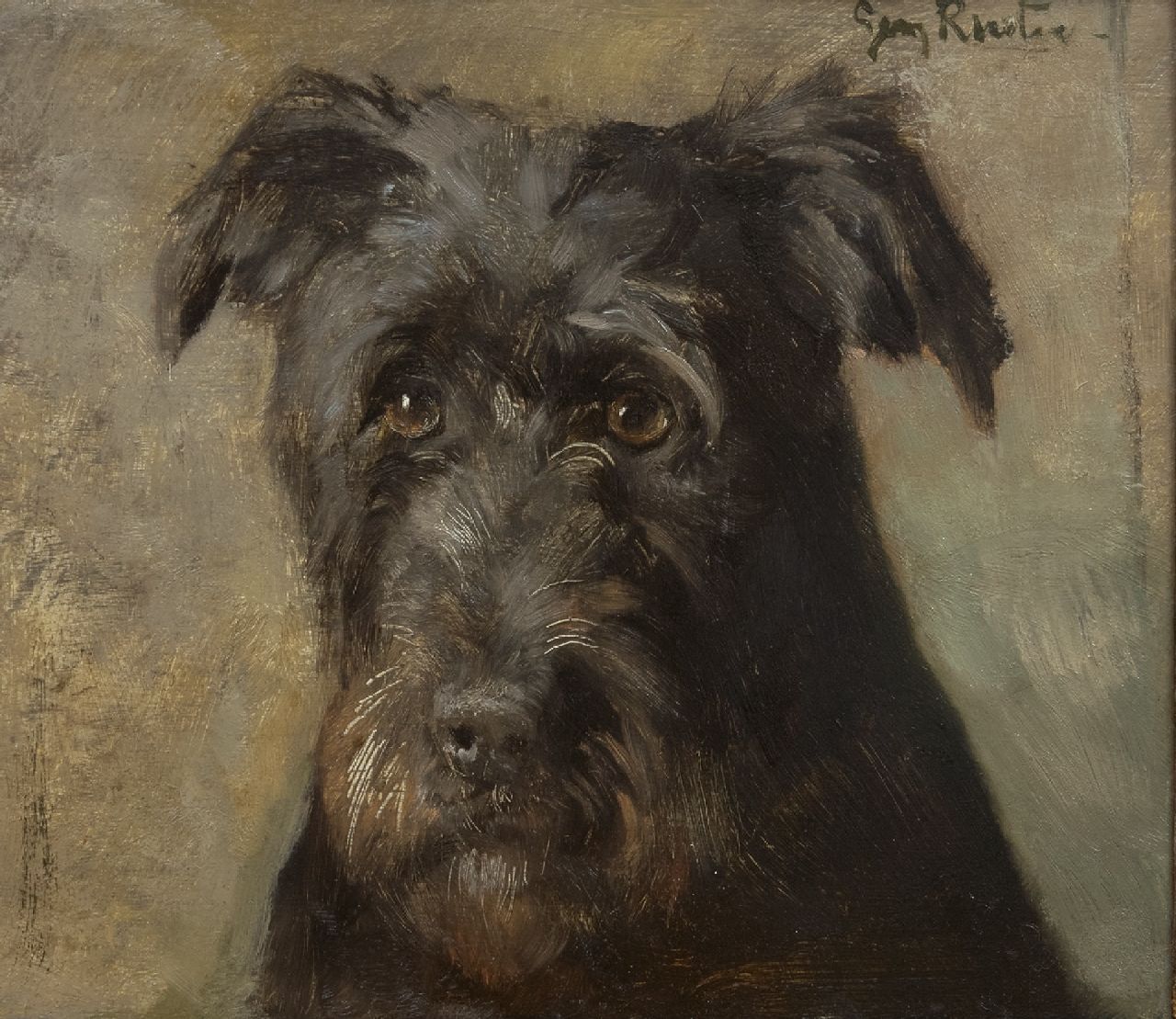 Rueter W.C.G.  | Wilhelm Christian 'Georg' Rueter, Porträt eines Terriers, Öl auf Holz 26,1 x 30,2 cm, Unterzeichnet o.r.