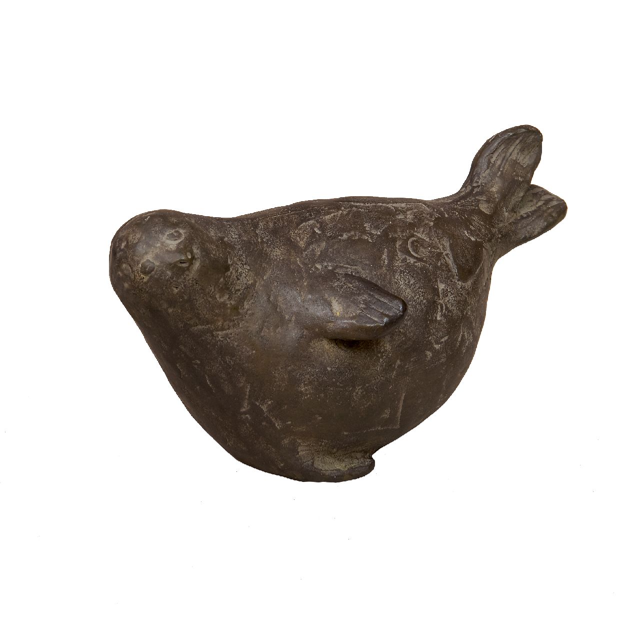 Hemert E. van | Evert van Hemert, Seehund, Patinierte Bronze 8,0 x 15,5 cm, Unterzeichnet mit Monogramm auf dem Bauch und zu datieren 2017