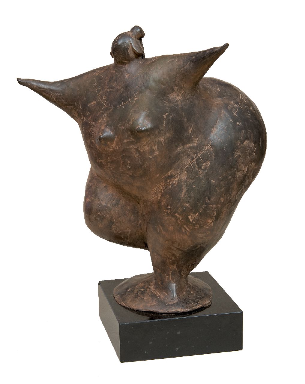 Hemert E. van | Evert van Hemert, Gerda, Patinierte Bronze 27,0 x 23,0 cm, Unterzeichnet mit Monogramm auf Hinterseite Basis und zu datieren 2012