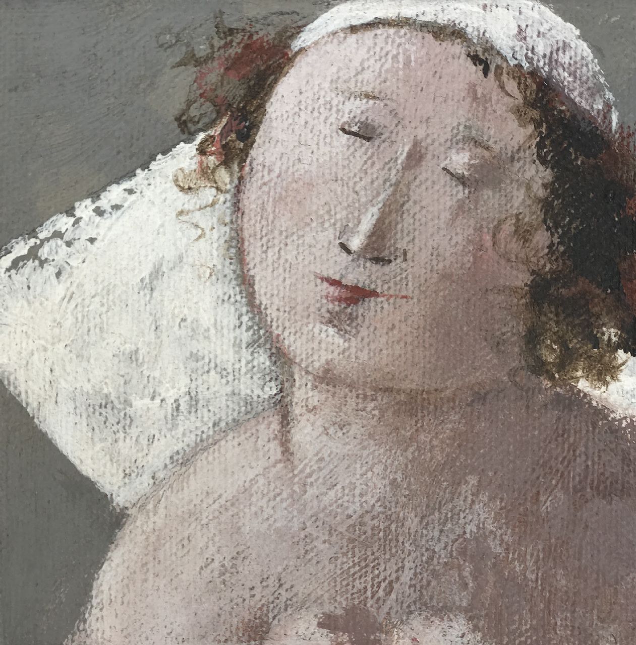 Hemert E. van | Evert van Hemert, Schlafende Braut, Acryl auf Leinwand 10,1 x 10,1 cm, Unterzeichnet Unterseite des Leinwands