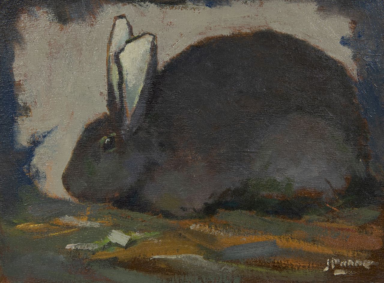 Ponne J.  | Jentinus Ponne | Gemälde zum Verkauf angeboten | Kaninchen, Öl auf Leinwand 30,2 x 40,2 cm, Unterzeichnet u.r.