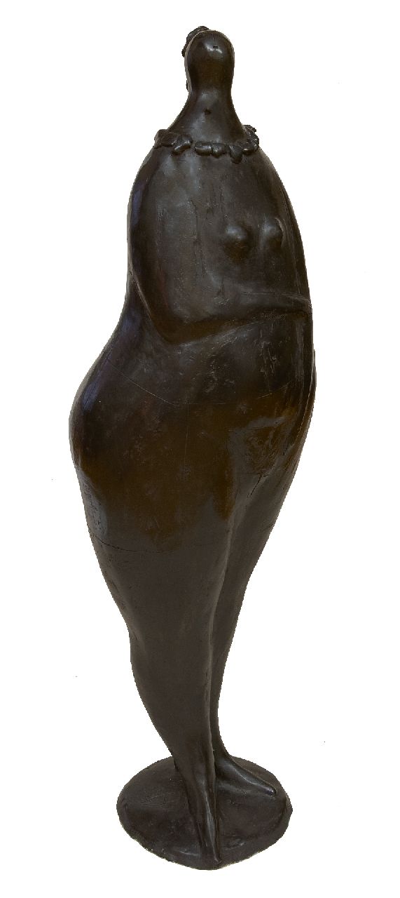 Hemert E. van | Evert van Hemert | Skulpturen und Objekte zum Verkauf angeboten | Krägelchen, Patinierte Bronze 81,0 x 23,0 cm, Unterzeichnet mit Monogramm auf Hinterseite der Basis und zu datieren 2010