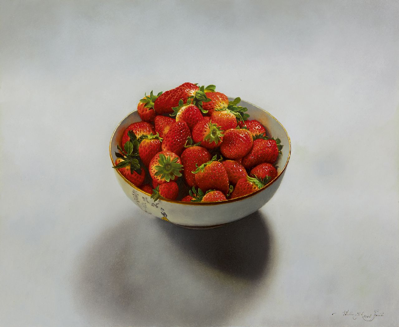Elst W.  | Walter Elst, Erdbeeren in einer Schale, Öl auf Holz 33,0 x 40,0 cm, Unterzeichnet u.r. und datiert 2008