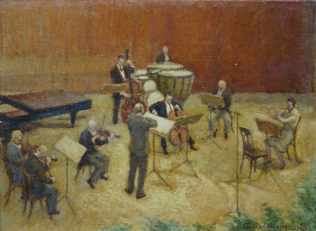 Bolding C.  | Cornelis 'Cees' Bolding | Gemälde zum Verkauf angeboten | Das Orchester vom Kurhaus zu Meran, Italien, Öl auf Leinwand 37,2 x 52,3 cm, Unterzeichnet u.r.