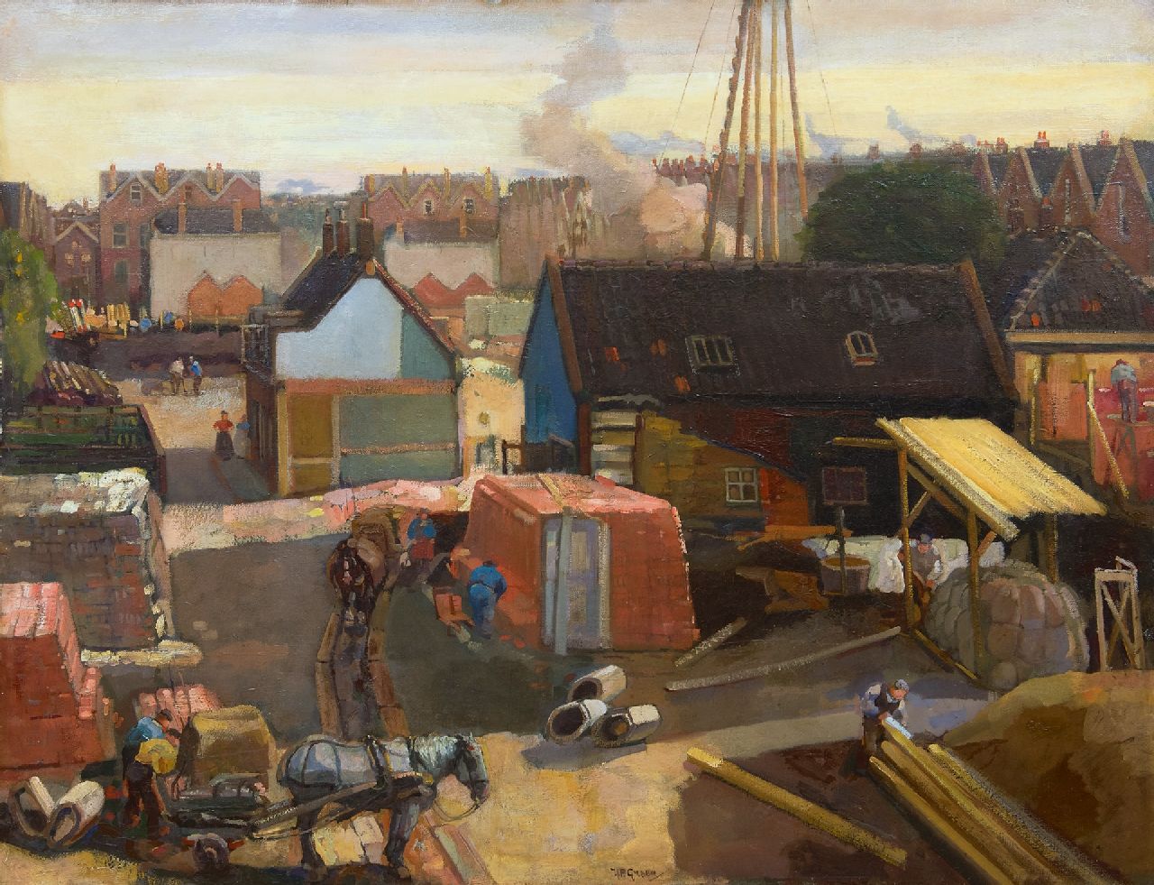 Groen H.P.  | Hendrik Pieter 'Piet' Groen, Baugelände in Rotterdam, Öl auf Leinwand 99,5 x 128,8 cm, Unterzeichnet M.u.