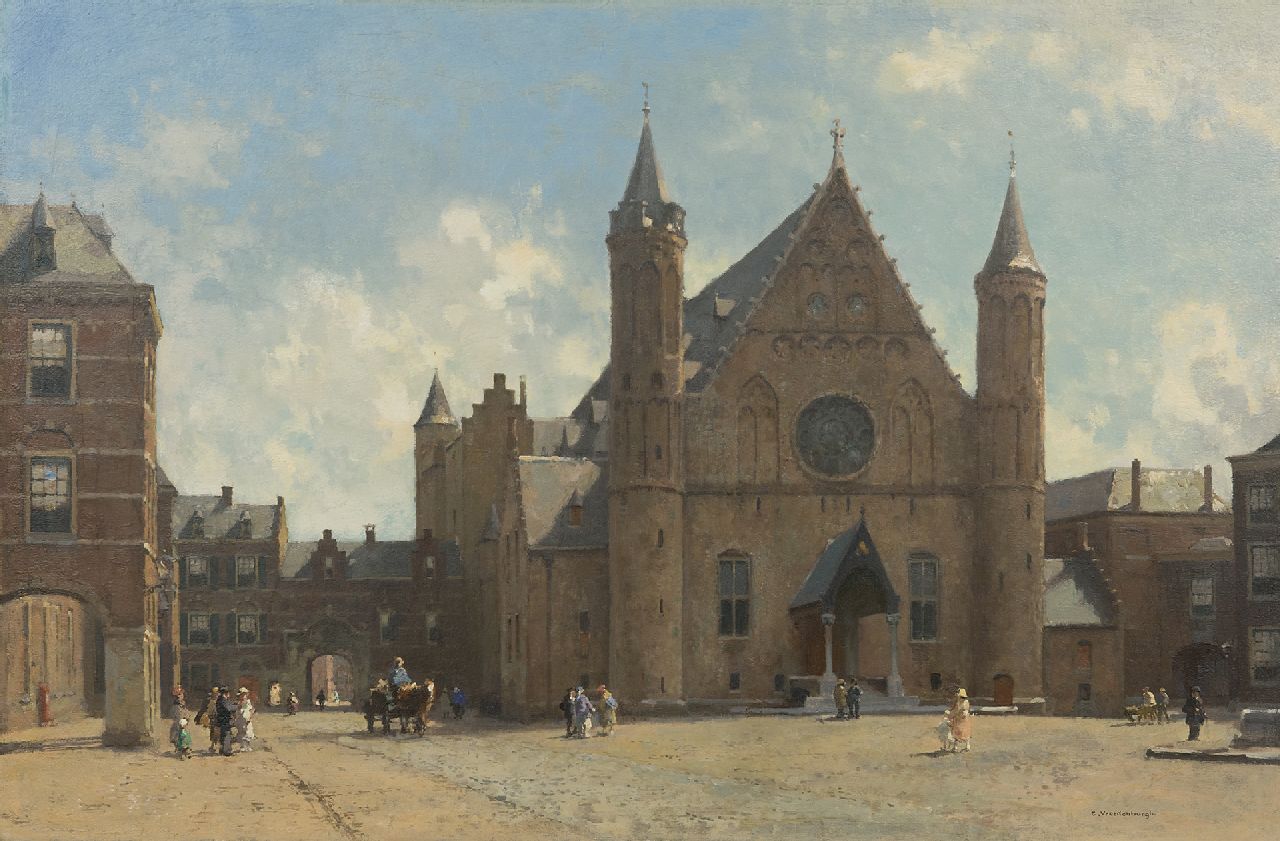 Vreedenburgh C.  | Cornelis Vreedenburgh, Oktobermorgen: Der Ridderzaal im Haag, Öl auf Leinwand 60,5 x 90,5 cm, Unterzeichnet u.r.