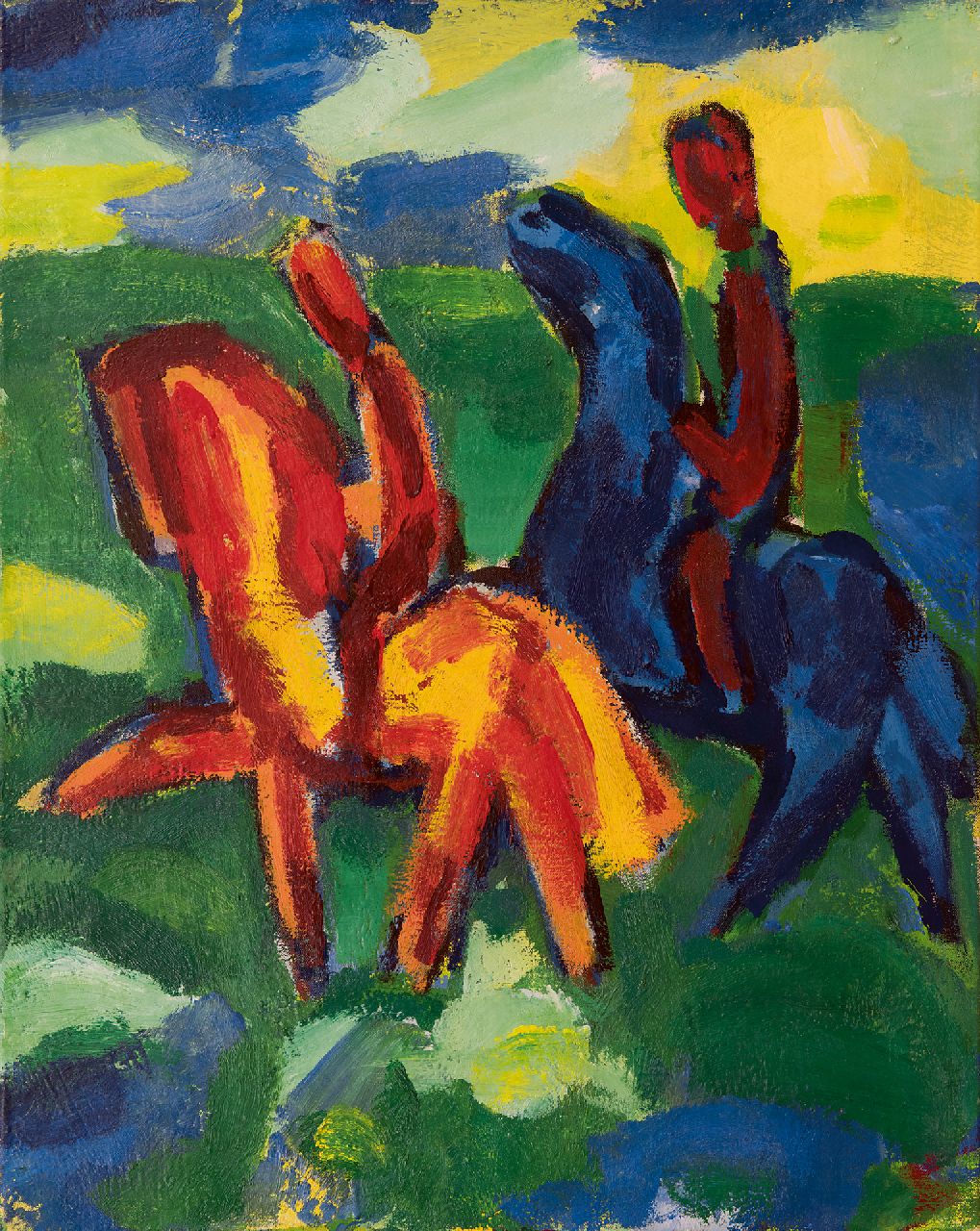 Benner G.  | Gerrit Benner, Zwei Reiter zu Pferde, Öl auf Leinwand 74,9 x 60,0 cm, Unterzeichnet im Verso