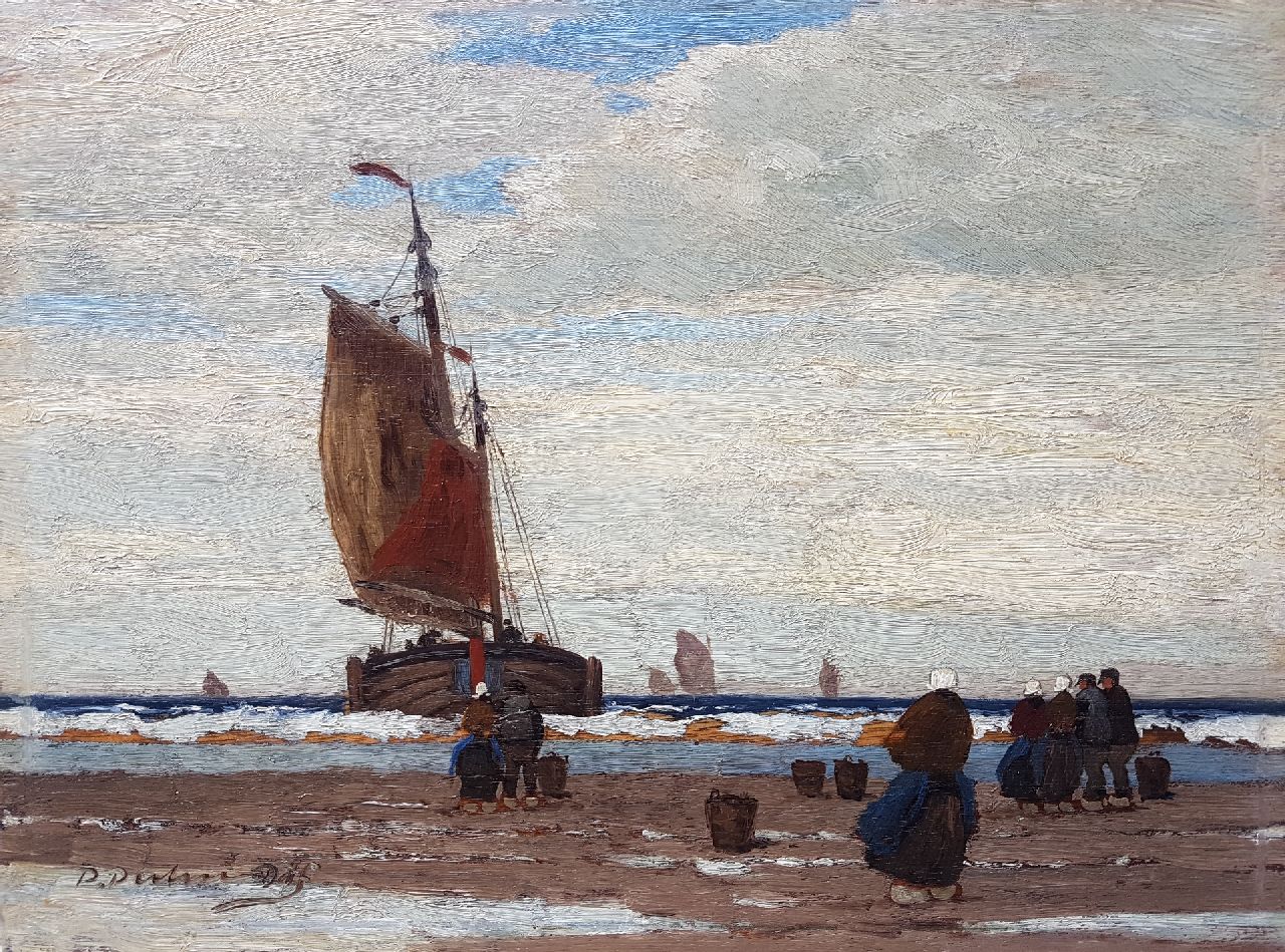 Pulm P.  | Peter Pulm | Gemälde zum Verkauf angeboten | Einlaufende Fischerboote, Öl auf Holz 24,8 x 33,0 cm, Unterzeichnet u.l. und ohne Rahmen