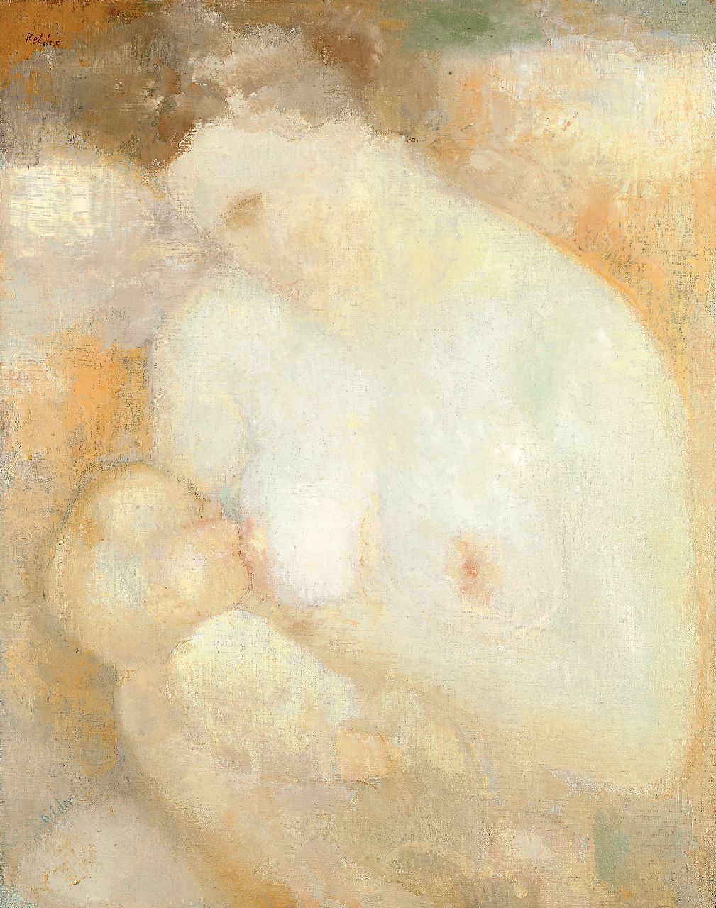 Kelder A.B.  | Antonius Bernardus 'Toon' Kelder | Gemälde zum Verkauf angeboten | Mutter stillt ihr Kind, Öl auf Leinwand 68,5 x 54,2 cm, Unterzeichnet l.o. (zweimal)