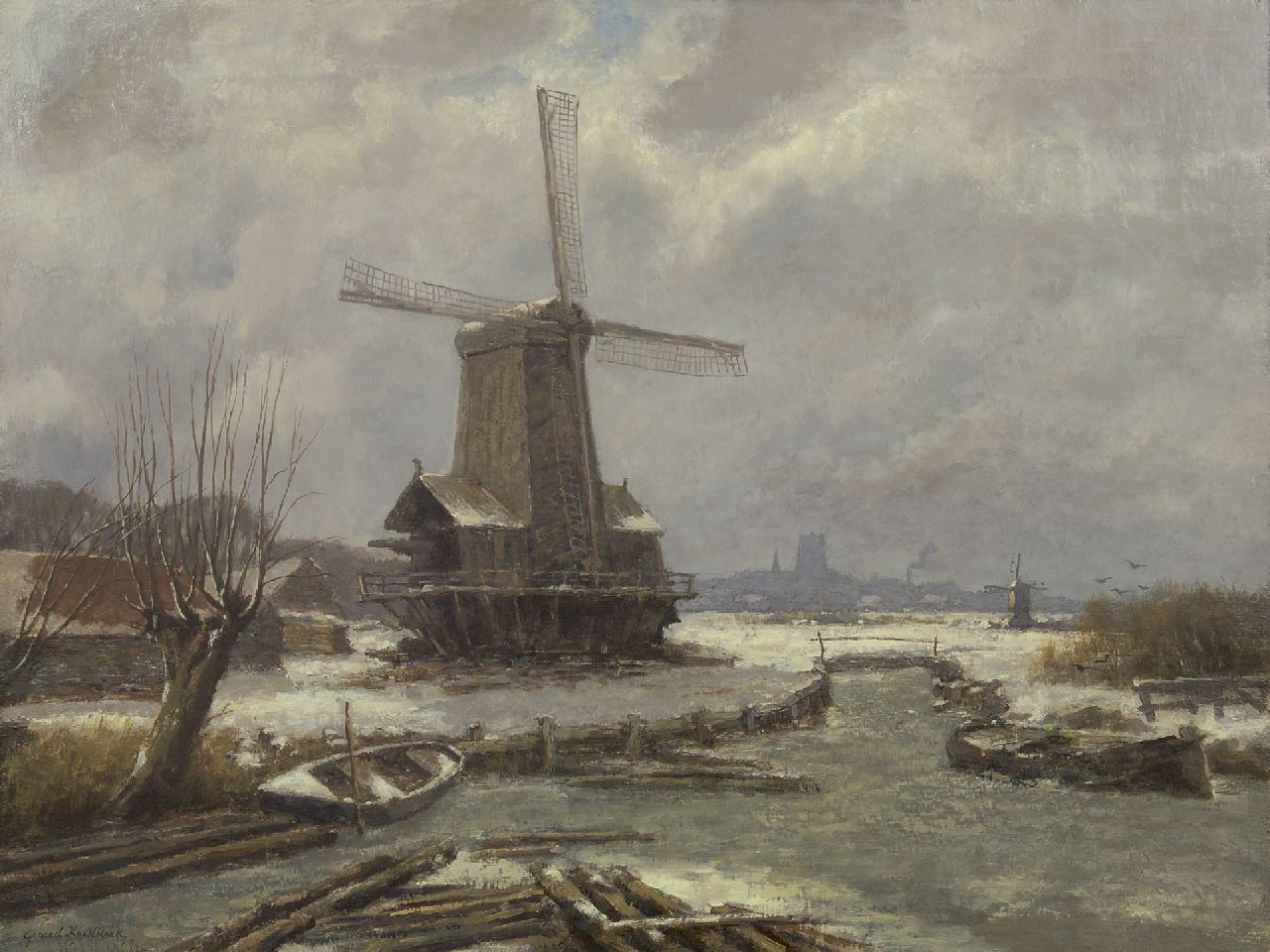 Koekkoek G.J.  | Gerardus Johannes 'Gerard' Koekkoek | Gemälde zum Verkauf angeboten | Winterlandschaft mit Sägemühle, Öl auf Leinwand 60,3 x 80,0 cm, Unterzeichnet u.l.