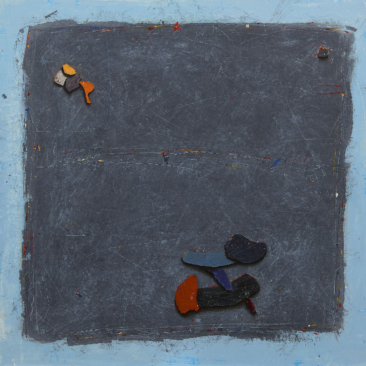 Cole Morgan | Wandtafel, Gemischte Technik und Collage auf Papier, 99,0 x 99,0 cm, Unterzeichnet u.r. und datiert '87
