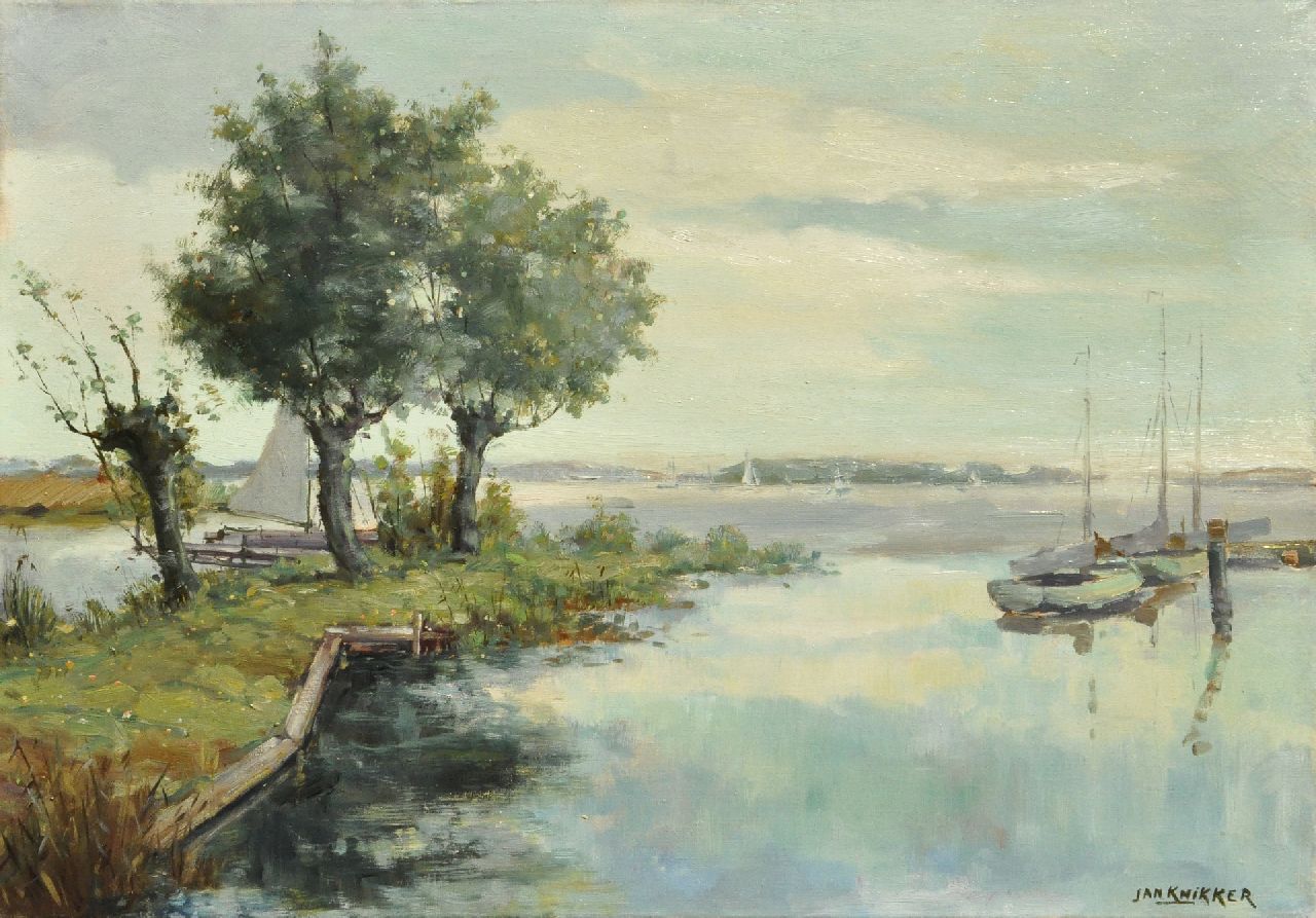 Knikker sr. J.S.  | 'Jan' Simon Knikker sr., Segelboote auf den Loosdrechtse Plassen, Öl auf Leinwand 50,2 x 69,7 cm, Unterzeichnet u.r.