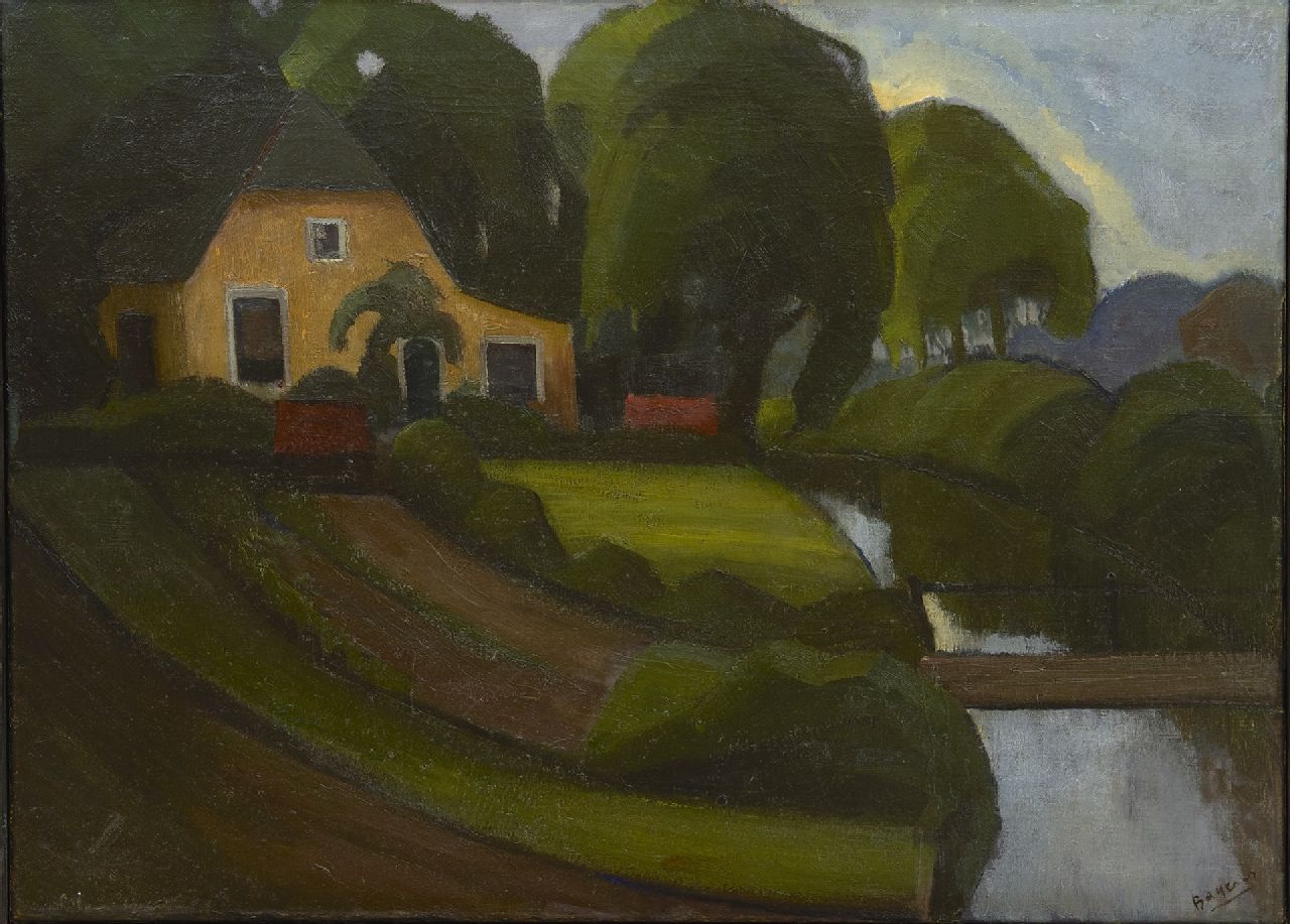 Han Bayens | Landschaft mit Bauernhof, Öl auf Leinwand, 60,3 x 80,3 cm, Unterzeichnet u.r.