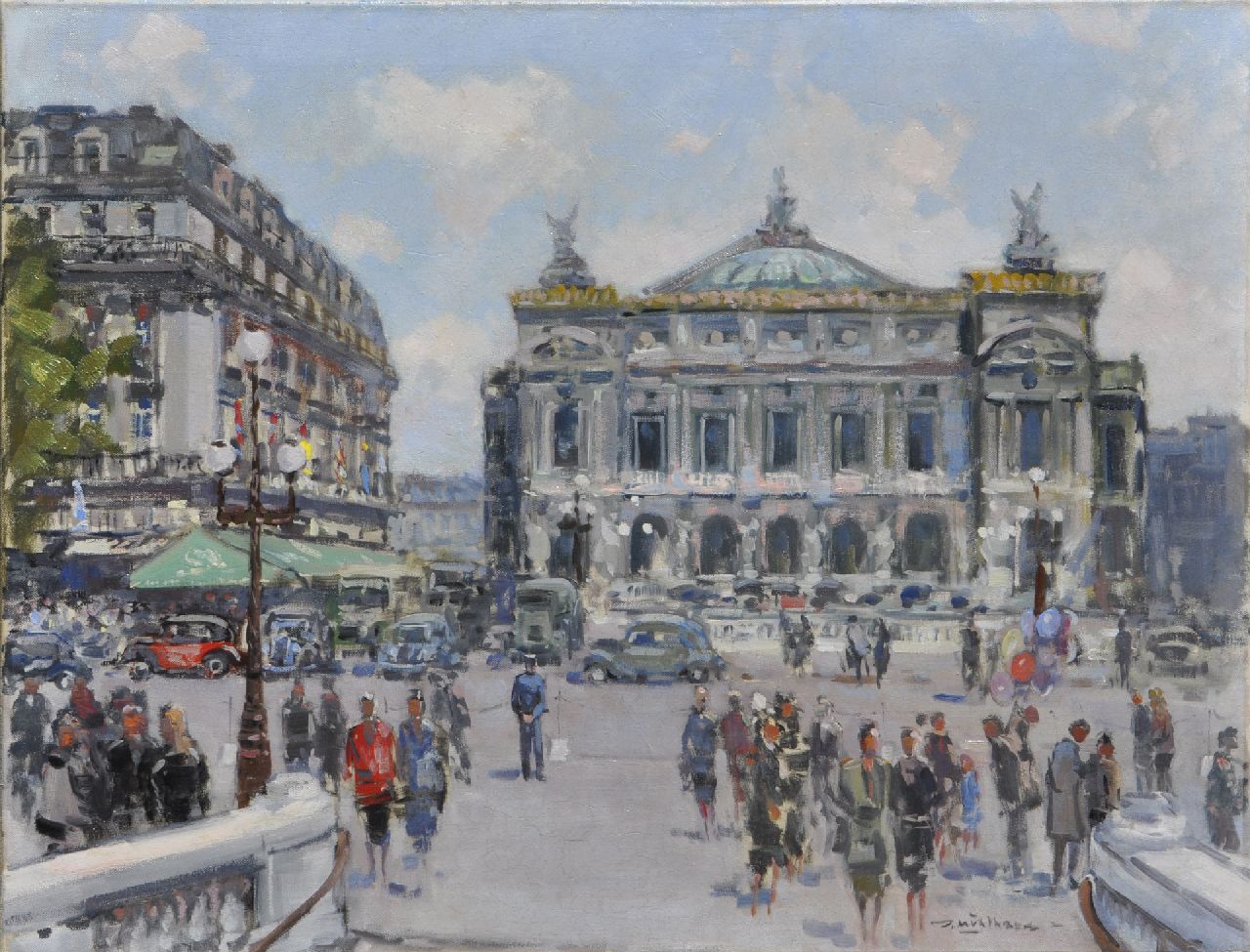 Mühlhaus D.  | Daniël 'Daan' Mühlhaus, Place de lÓpéra, Parijs, Öl auf Leinwand 59,9 x 79,9 cm, Unterzeichnet u.r.