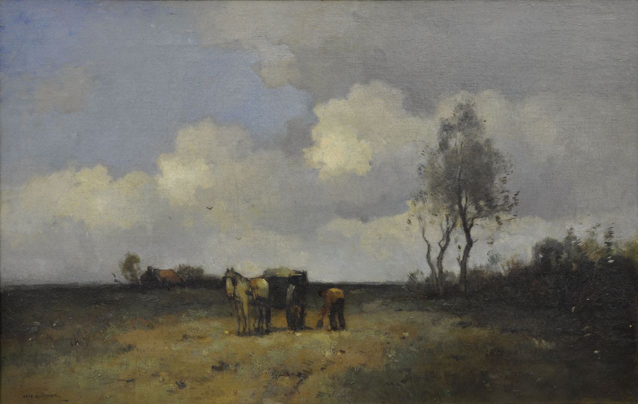 Knikker A.  | Aris Knikker, Landschaft mit Bauer und Pferd und Wagen, Öl auf Leinwand 50,2 x 74,8 cm, Unterzeichnet u.l.