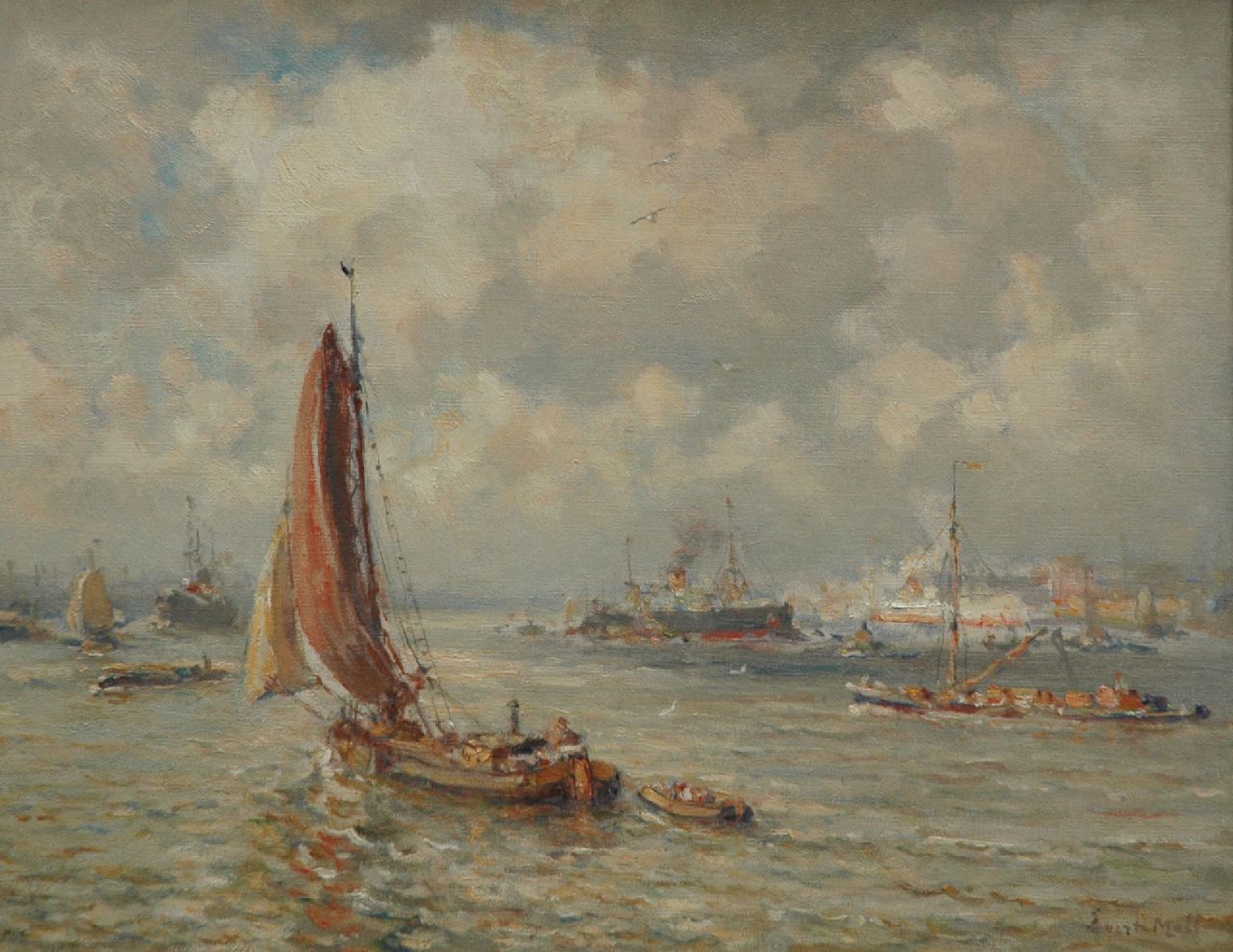 Moll E.  | Evert Moll | Gemälde zum Verkauf angeboten | Der Rotterdamer Hafen, Öl auf Leinwand 40,3 x 50,0 cm, Unterzeichnet u.r.