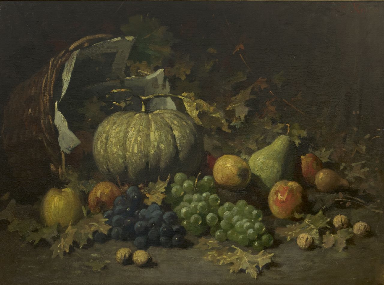 Otto Kriens | Früchte im Korb auf dem Waldboden, Öl auf Leinwand, 54,4 x 73,0 cm, Unterzeichnet o.r.