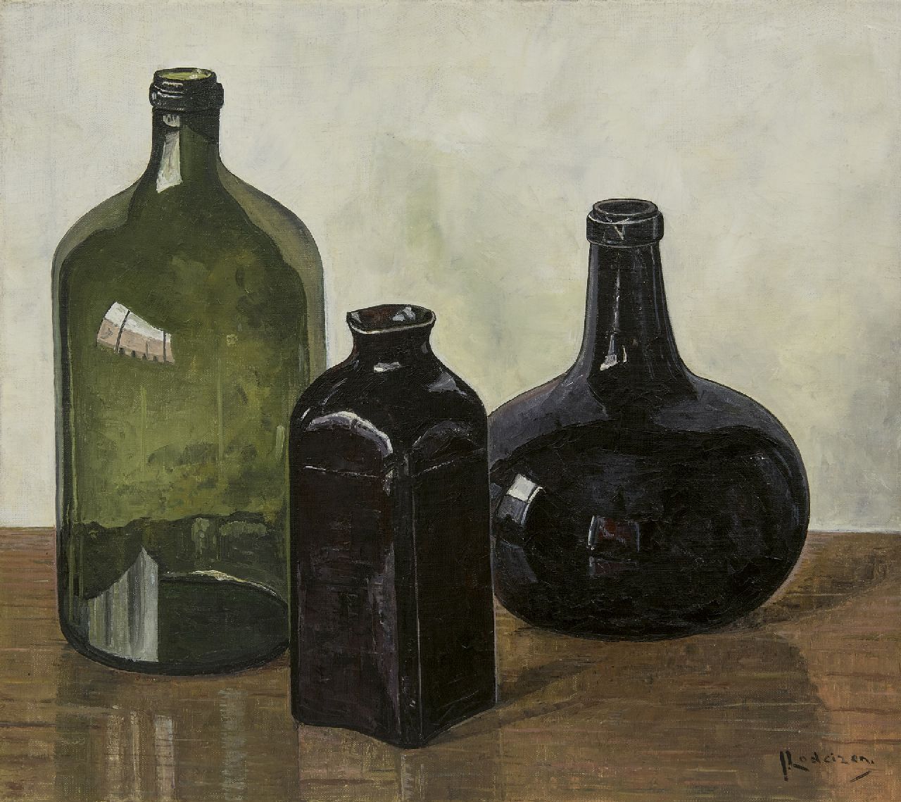 Lodeizen J.  | Johannes 'Jo' Lodeizen, Stilleben mit Flaschen, Öl auf Leinwand 45,3 x 50,7 cm, Unterzeichnet u.r.