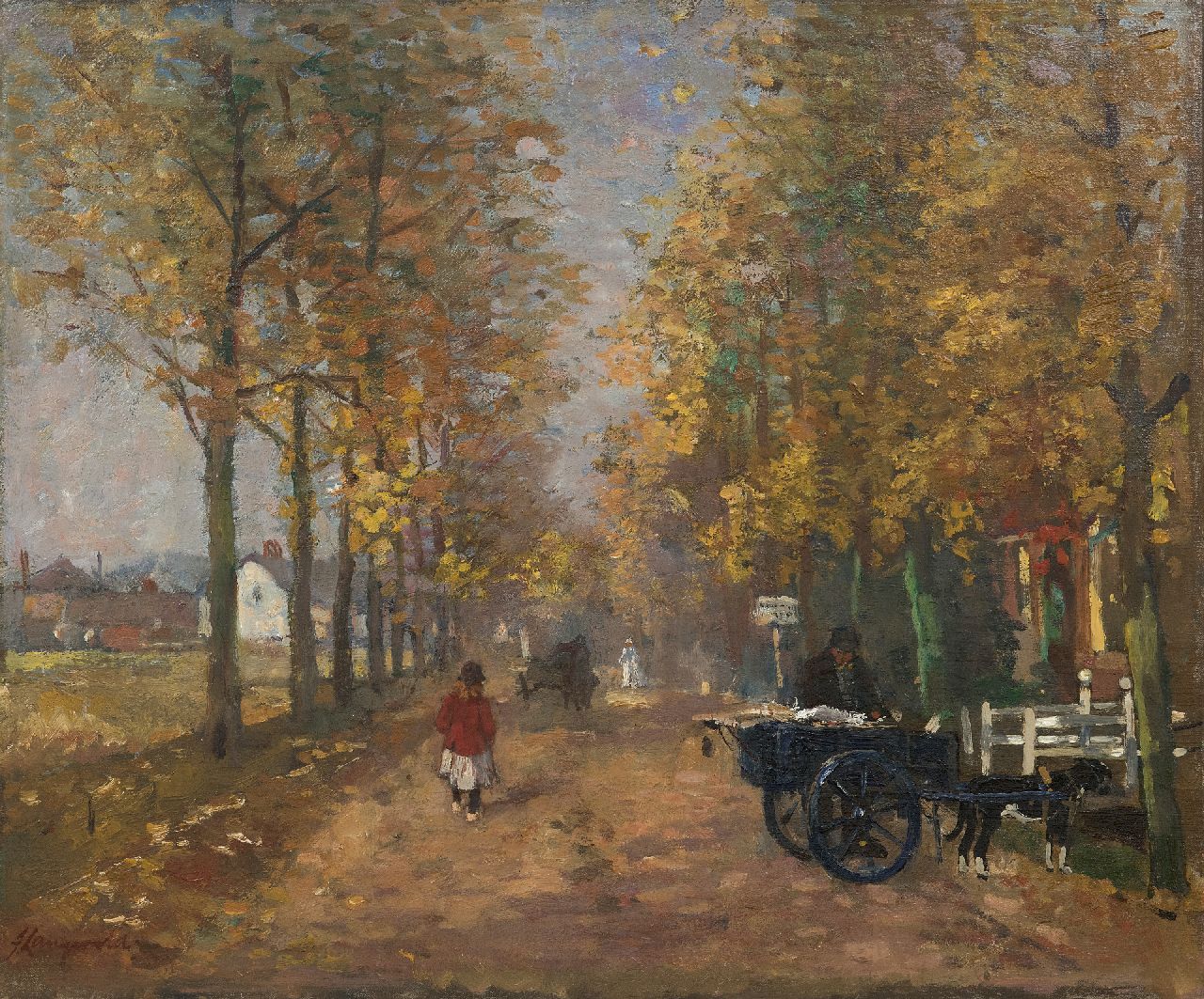 Langeveld F.A.  | Franciscus Arnoldus 'Frans' Langeveld | Gemälde zum Verkauf angeboten | Kleine Dorfallee im Herbst, Laren, Öl auf Leinwand 55,5 x 66,6 cm, Unterzeichnet u.l.