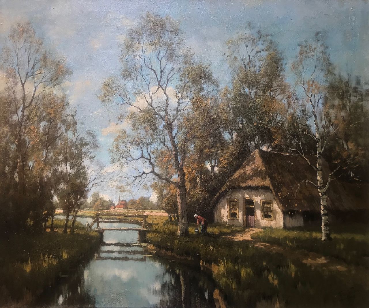 Tinus de Jongh | Bauernhof am Wasser, Öl auf Leinwand, 74,5 x 89,6 cm, Unterzeichnet u.r.