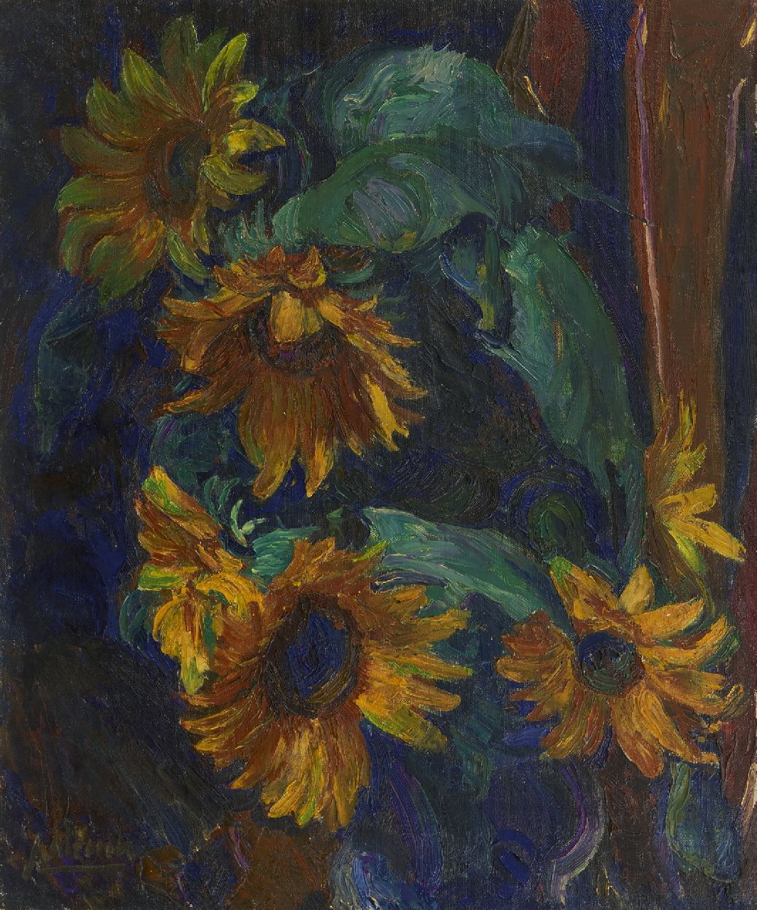 Altink J.  | Jan Altink, Sonnenblumen, Öl auf Leinwand 56,5 x 46,5 cm, Unterzeichnet u.l.