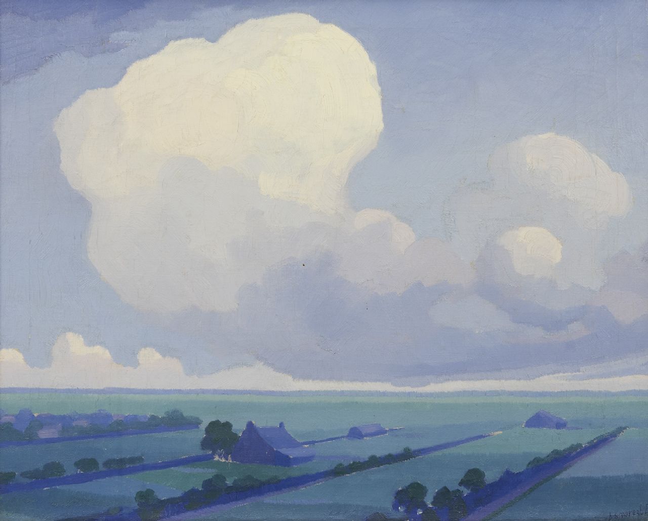 Smorenberg D.  | Dirk Smorenberg, Der blaue Bauernhof, Öl auf Leinwand 43,7 x 53,5 cm, Unterzeichnet u.r. und 1915-1918
