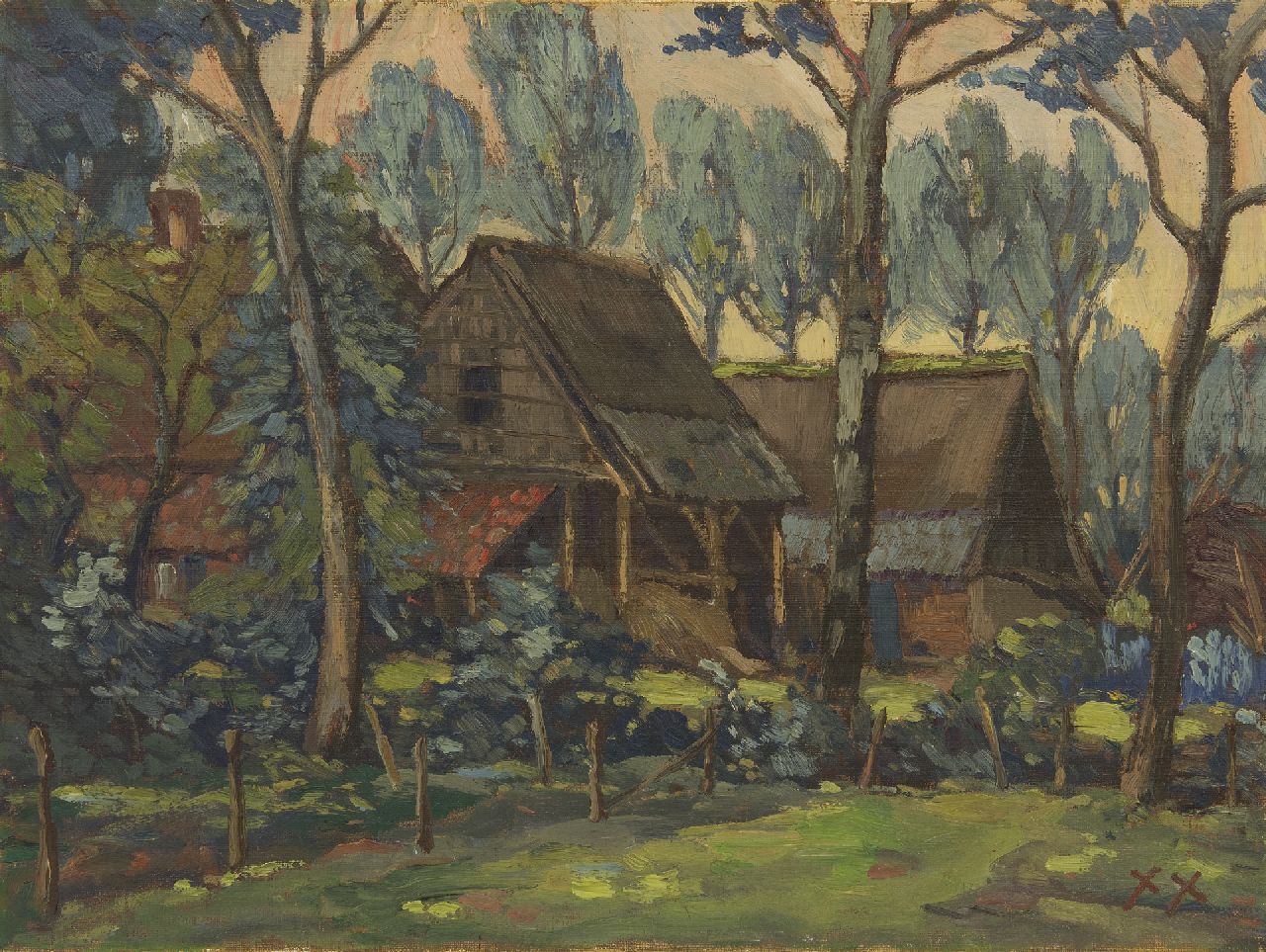 Kruysen J.  | Johannes 'Jan' Kruysen | Gemälde zum Verkauf angeboten | Bauernhof, Öl auf Leinwand 45,2 x 60,3 cm, Unterzeichnet u.r. mit Monogramm