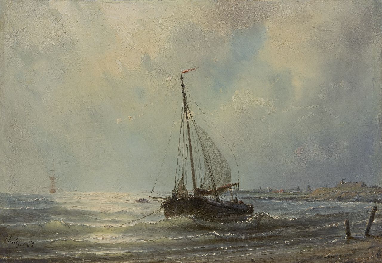 Schiedges P.P.  | Petrus Paulus Schiedges, Vor Anker liegen an der Küste, Öl auf Holz 23,0 x 33,2 cm, Unterzeichnet u.l. und datiert '62