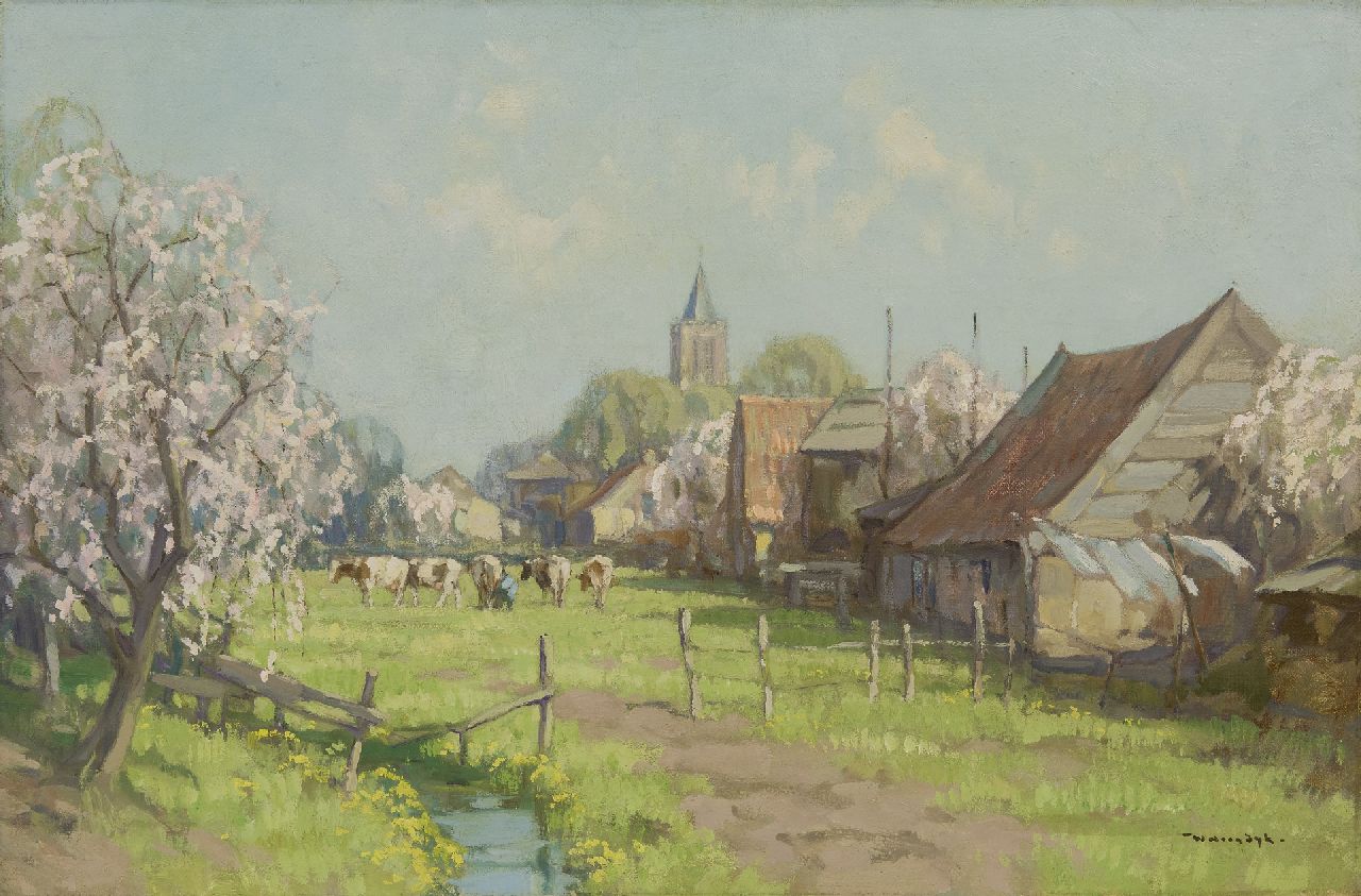 Noordijk W.F.  | 'Willem' Frederik Noordijk, Dorf im Frühling (Eemnes), Öl auf Leinwand 40,7 x 60,8 cm, Unterzeichnet u.r.