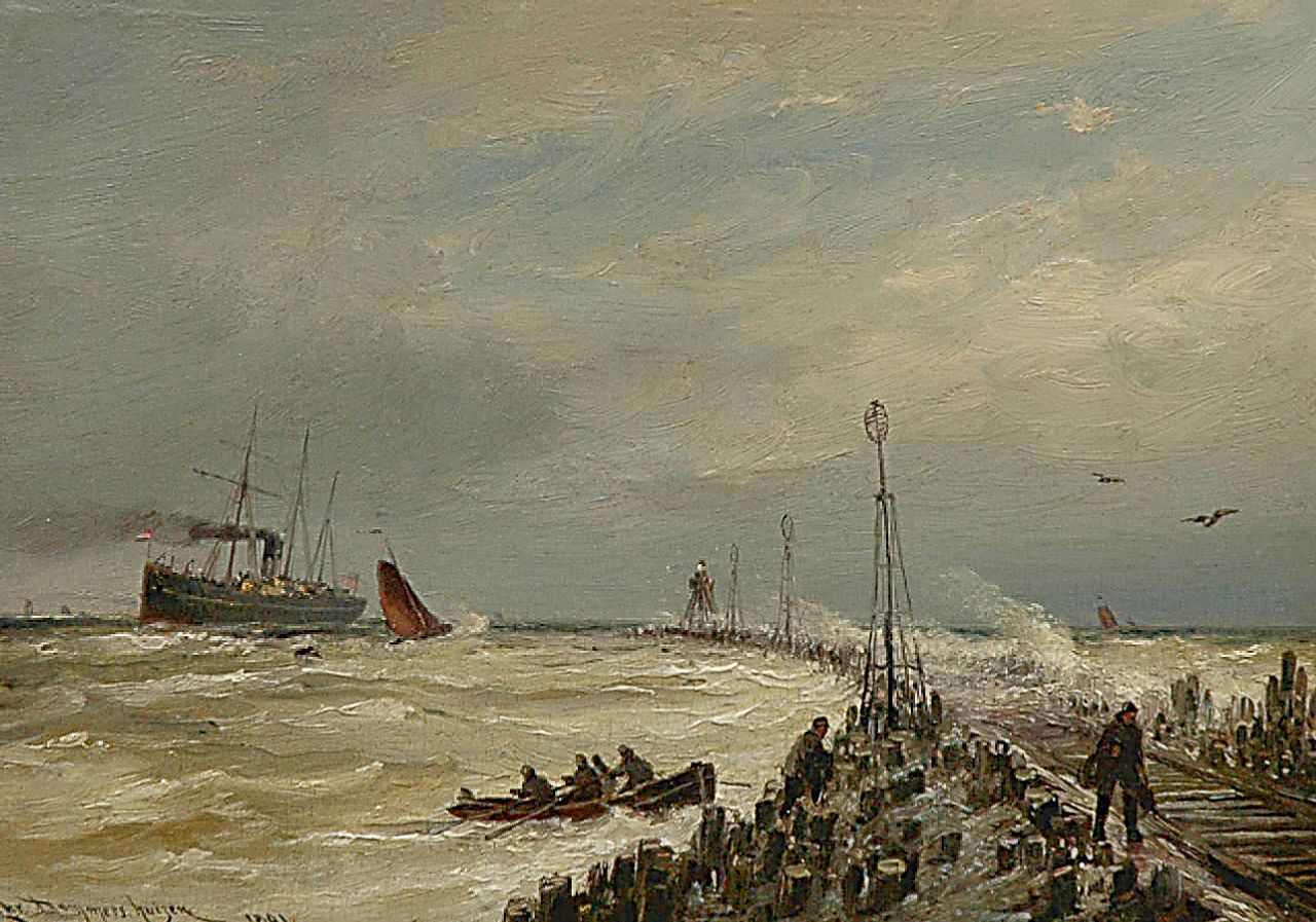 Dommelshuizen C.C.  | Cornelis Christiaan Dommelshuizen, Schiffe bei Hoek van Holland, Öl auf Holz 23,6 x 33,1 cm, Unterzeichnet u.l. und datiert 1891