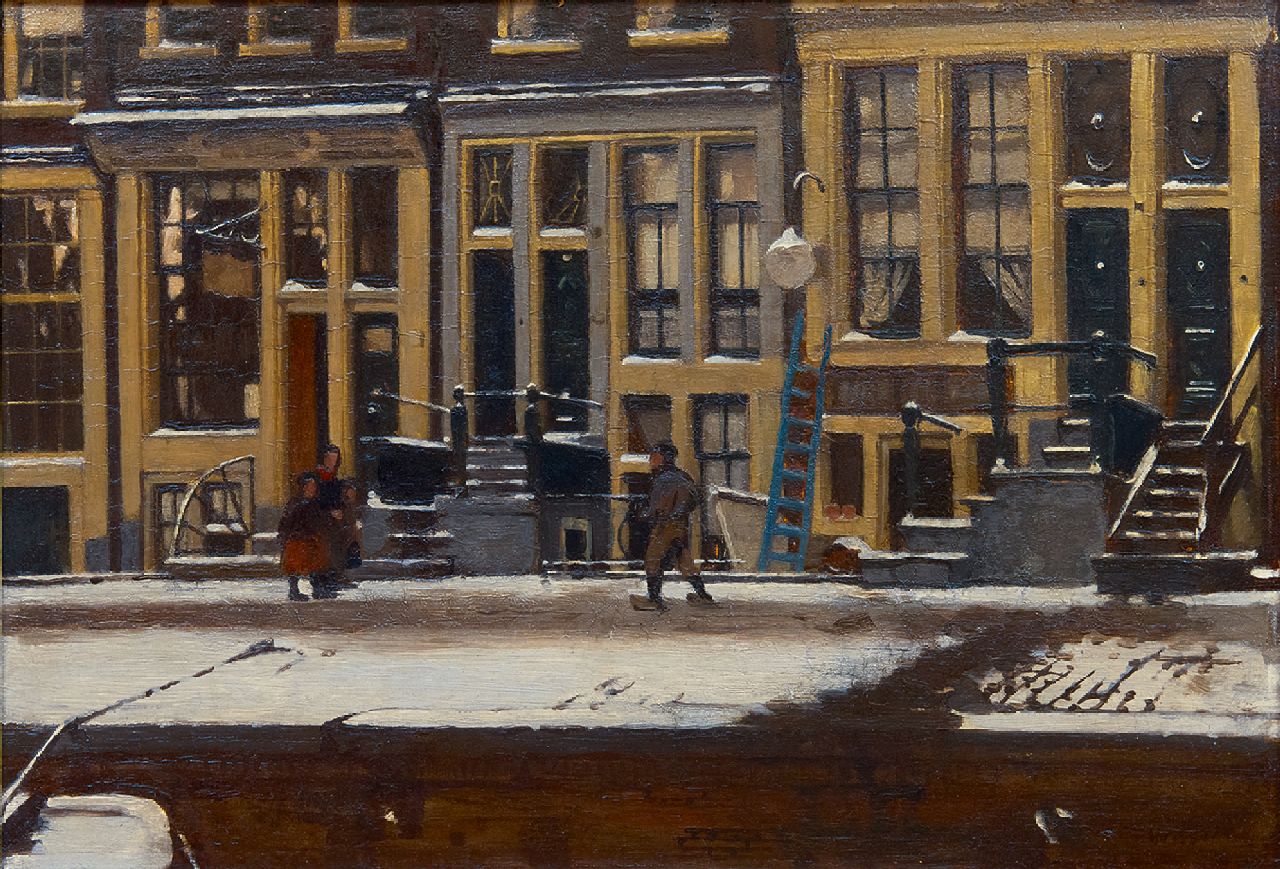 Witsen W.A.  | 'Willem' Arnold Witsen | Gemälde zum Verkauf angeboten | Der Oude Waal im Winter, Amsterdam, Öl auf Holz 30,3 x 44,3 cm, Unterzeichnet u.r. und zu datieren um 1912