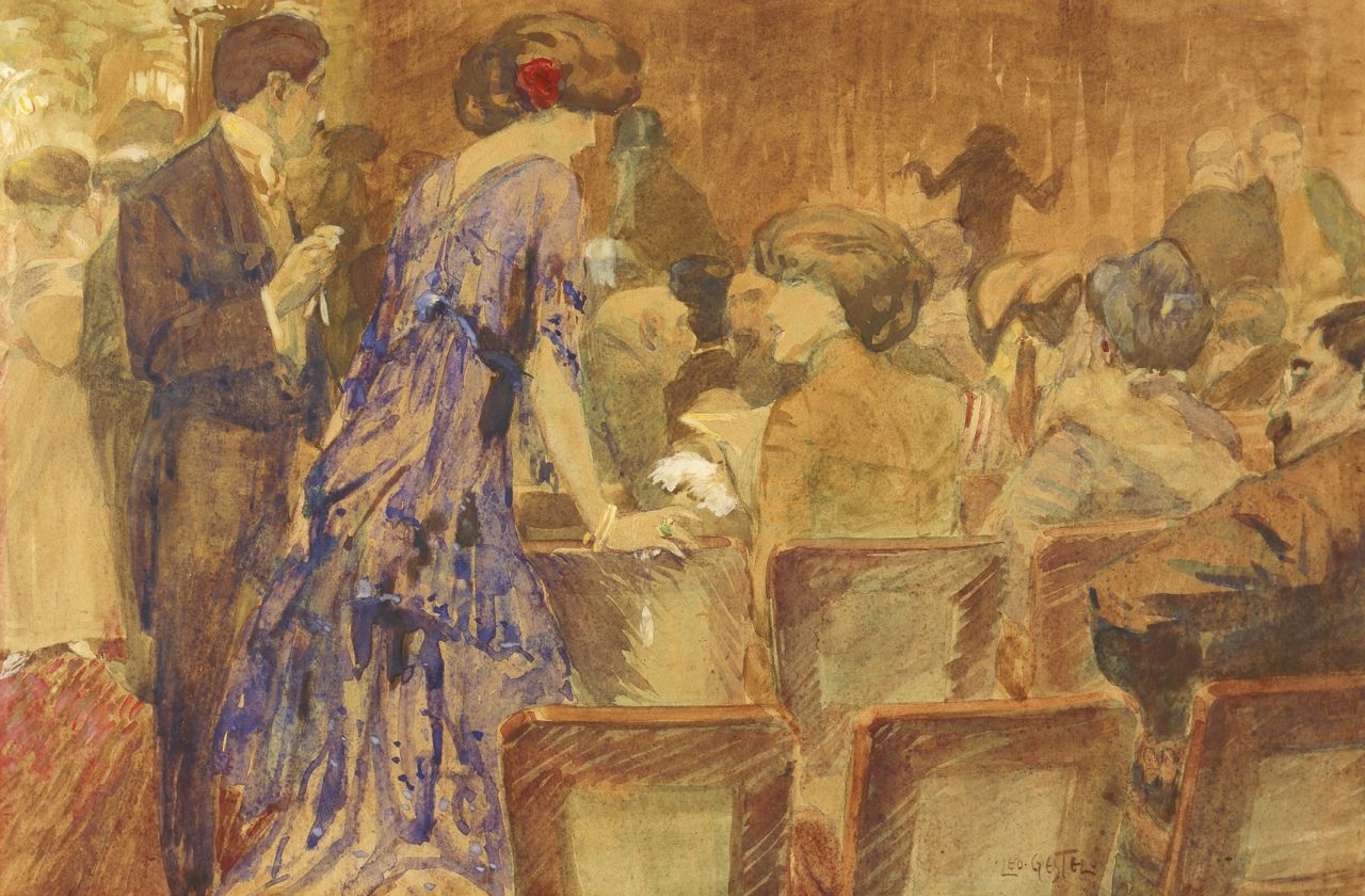 Gestel L.  | Leendert 'Leo' Gestel, The theatre, Aquarell auf Papier 32,0 x 49,0 cm, signed l.r.