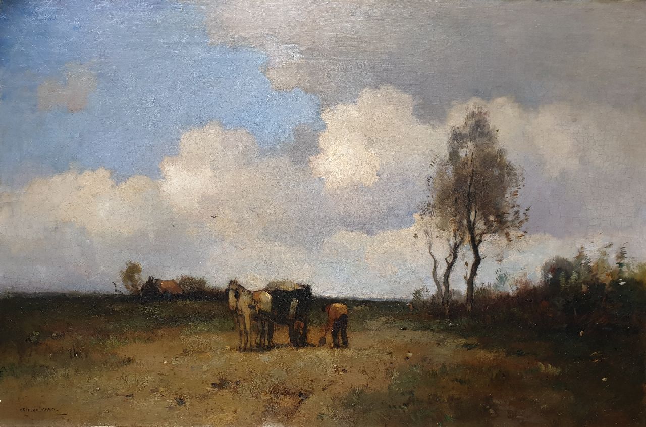 Knikker A.  | Aris Knikker | Gemälde zum Verkauf angeboten | Landschaft mit Bauer und Pferd und Wagen, Öl auf Leinwand 50,2 x 74,8 cm, Unterzeichnet u.l. und ohne Rahmen