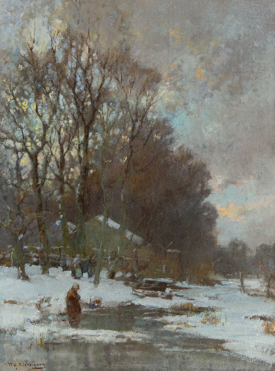 Eickelberg W.H.  | Willem Hendrik Eickelberg | Gemälde zum Verkauf angeboten | Winter am Waldrand, Öl auf Leinwand 72,5 x 54,2 cm, Unterzeichnet u.l.