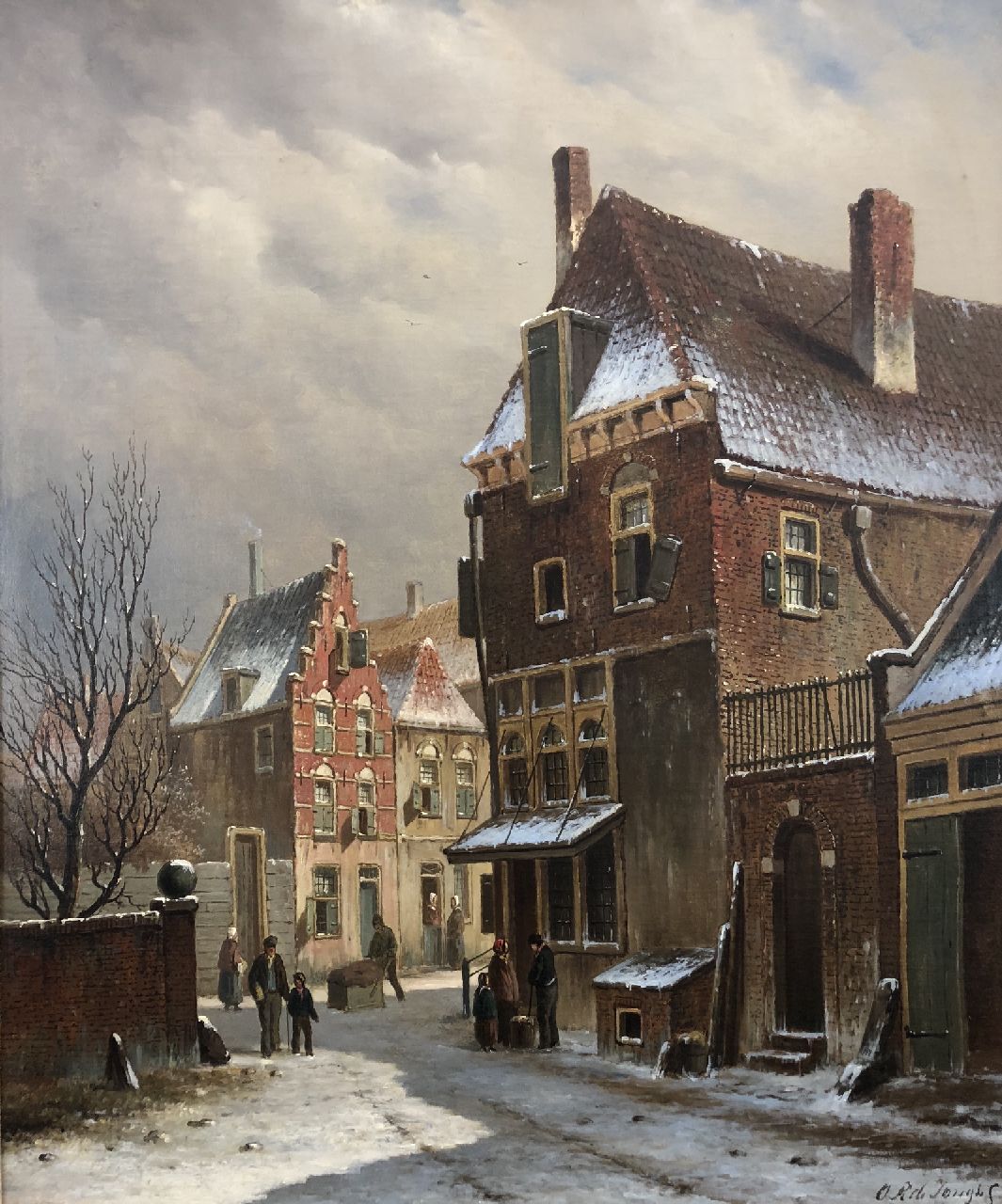 Jongh O.R. de | Oene Romkes de Jongh, Schneebedecktes Stadtbild, Öl auf Leinwand 67,9 x 54,6 cm, Unterzeichnet u.r.