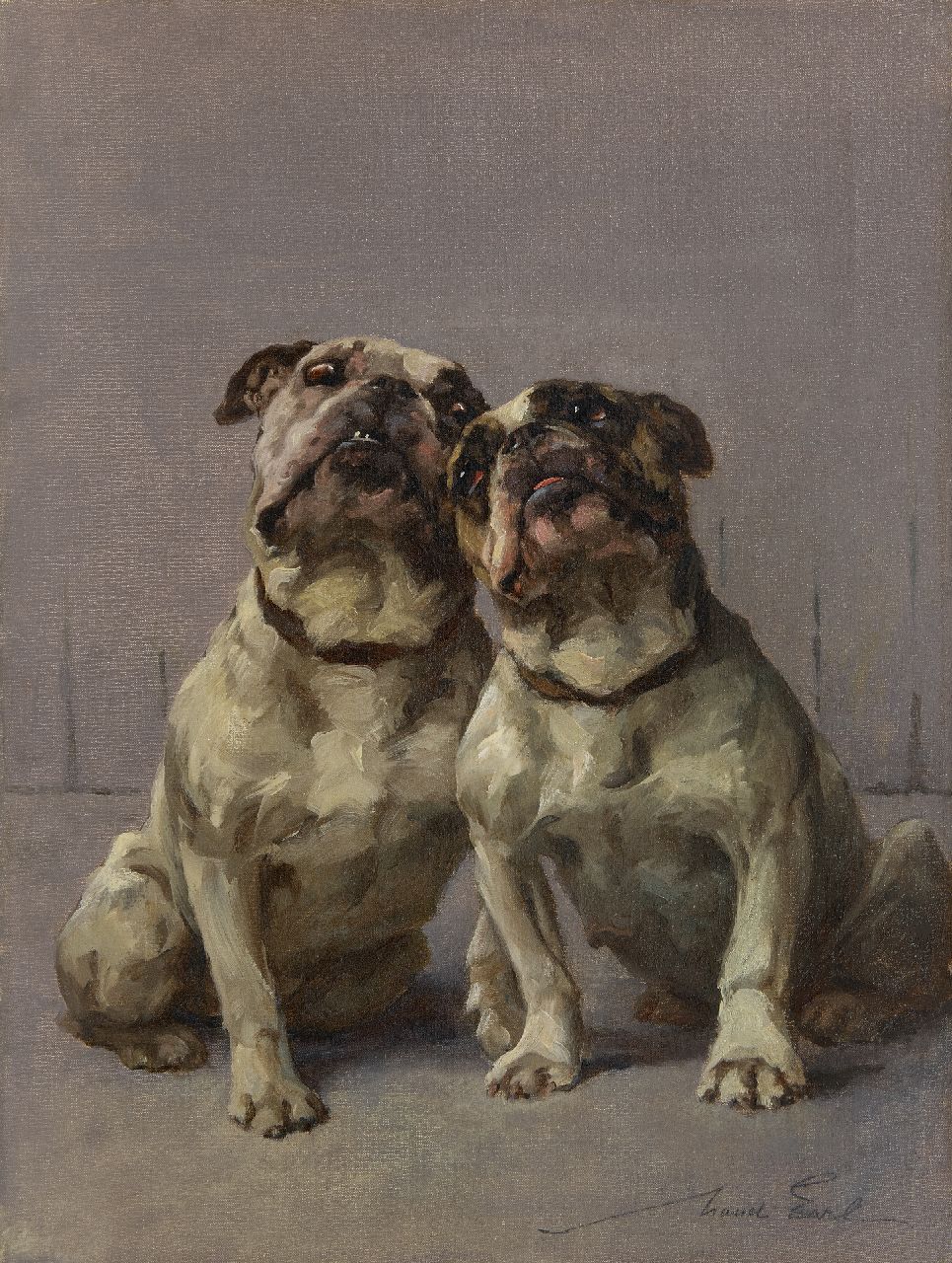 Maud Earl | Zwei Bulldoggen, Öl auf Leinwand, 61,5 x 45,9 cm, Unterzeichnet u.r.