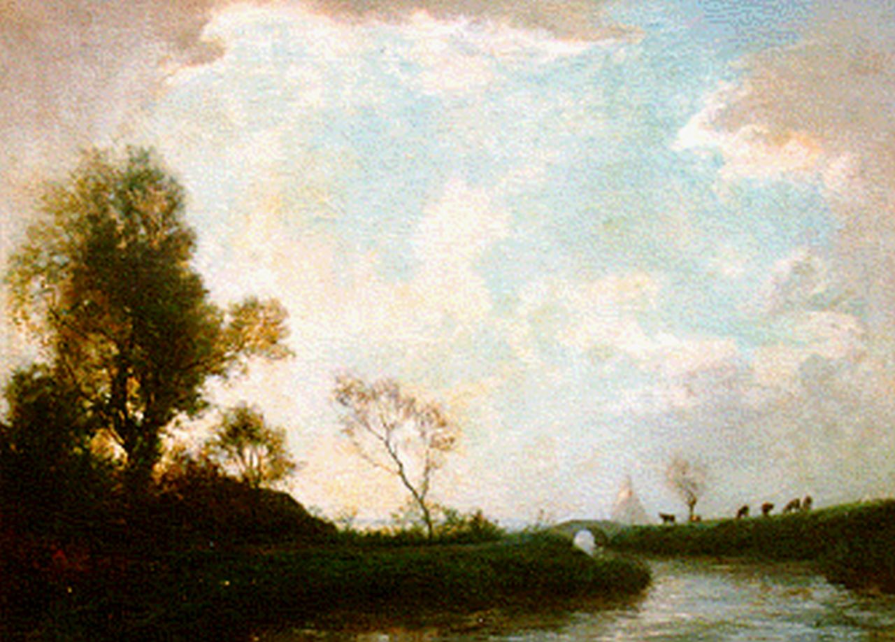 Hendrik van Bloem | Cows on the riverbank, Öl auf Leinwand, 63,0 x 86,3 cm, signed l.r.