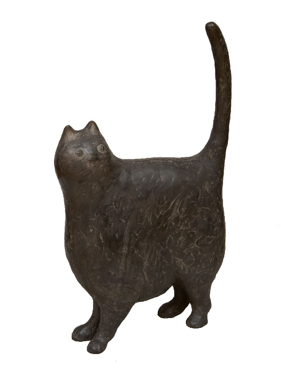 Hemert E. van | Evert van Hemert, Katze, Patinierte Bronze 60,0 cm, Unterzeichnet unter Schwanz mit Monogramm und zu datieren 2017
