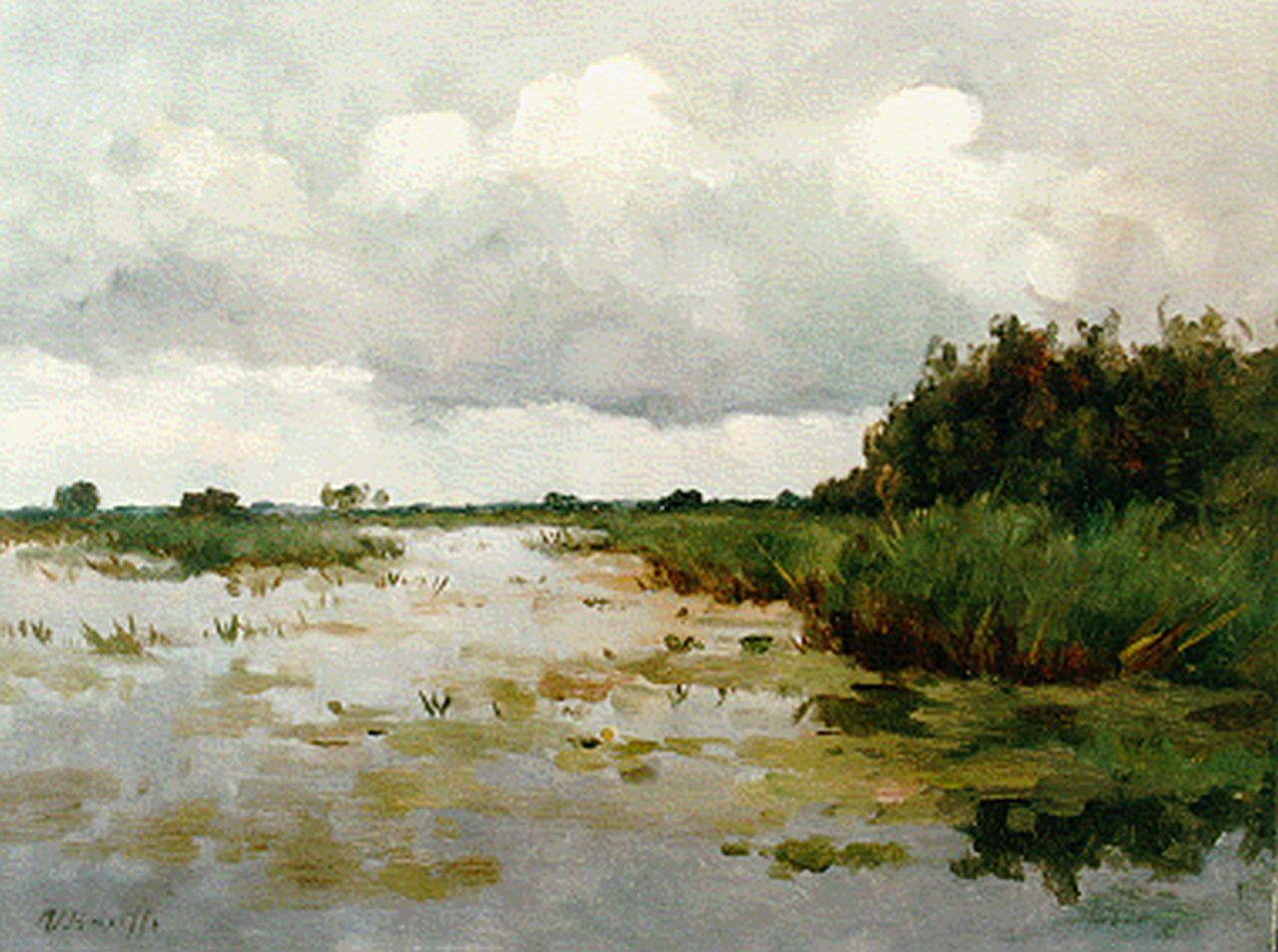 Bauffe V.  | Victor Bauffe, A polder landscape, Kortenhoef, Öl auf Leinwand 38,5 x 50,2 cm, signed l.l.