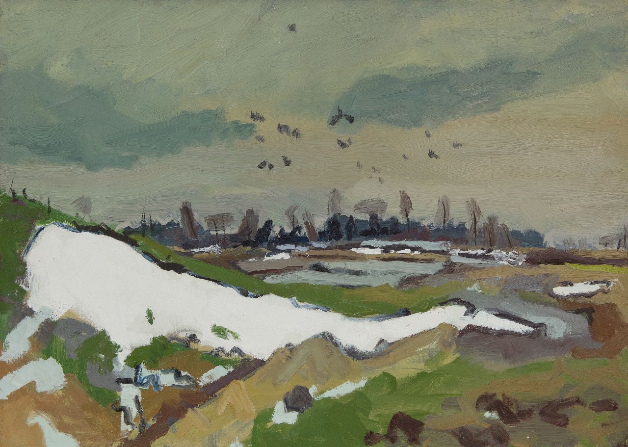 Jan van der Zee | Landschaft bei Yde, Drenthe, Öl auf Leinwand, 50,0 x 70,1 cm, Unterzeichnet verso und Im Verso datiert '43