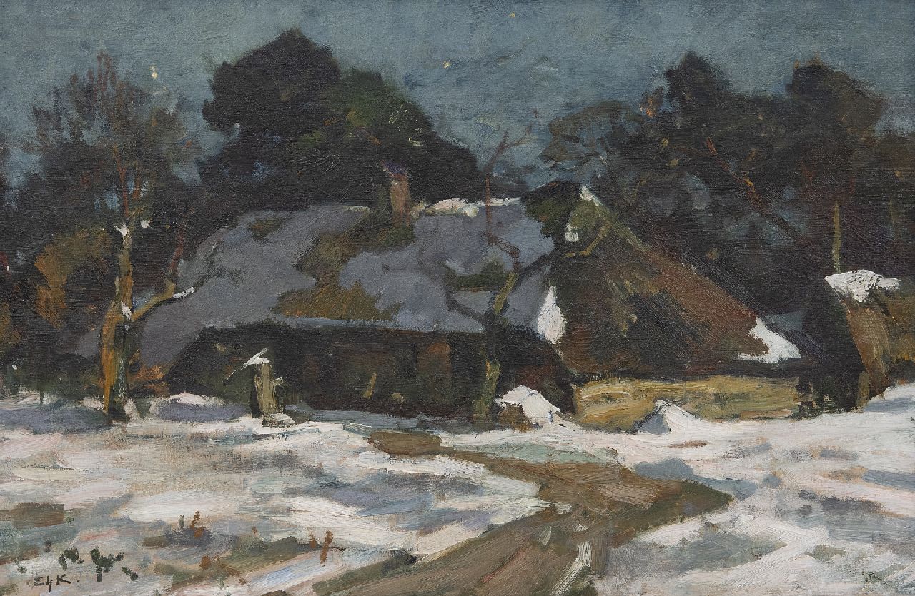 Koning E.W.  | 'Edzard' Willem Koning, Beschneiter Bauernhof auf der Veluwe, Öl auf Leinwand 32,2 x 48,3 cm, Unterzeichnet u.l. mit Initialen