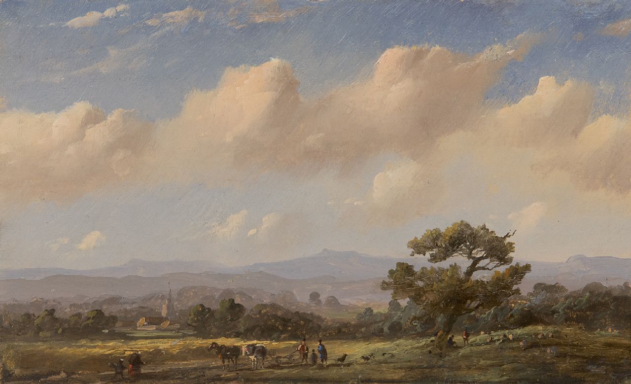 Tavenraat J.  | Johannes Tavenraat, Landschaft, Öl auf Holz 10,8 x 17,4 cm, Unterzeichnet u.l. und datiert 1848