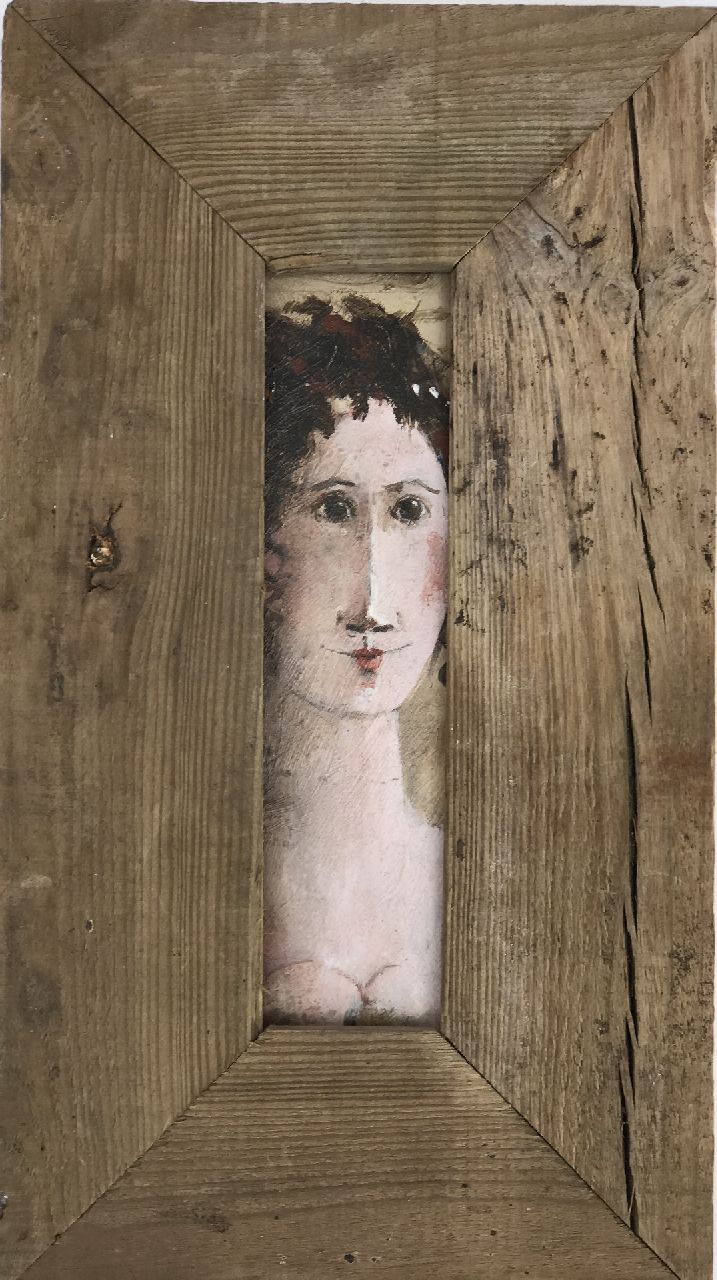 Hemert E. van | Evert van Hemert, Kleine Spalte, Acryl auf Holzfaserplatte 22,5 x 7,8 cm, Unterzeichnet u.M.