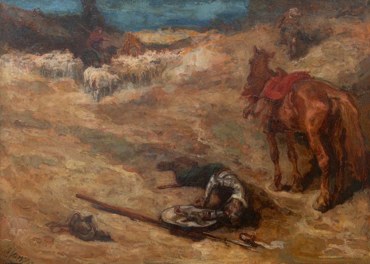 Jurres J.H.  | Johannes Hendricus Jurres, Szene aus Don Quichot, Öl auf Leinwand 73,9 x 101,8 cm, Unterzeichnet u.l. und datiert '13