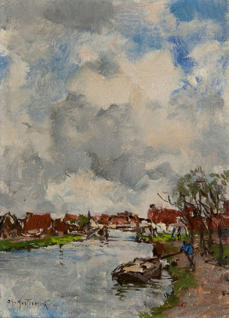 Mastenbroek J.H. van | Johan Hendrik van Mastenbroek, Wasserweg, Öl auf Holz 16,0 x 11,8 cm, Unterzeichnet u.l.