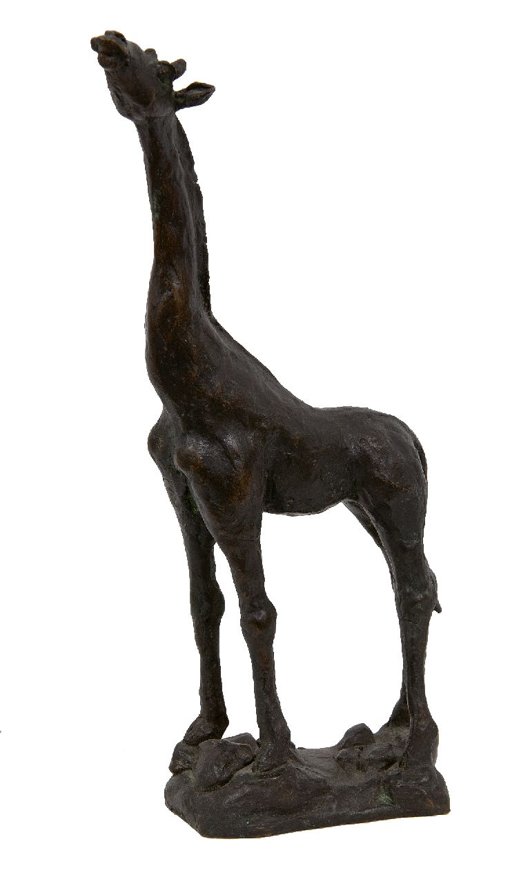 Kasteel H. van | Han van Kasteel | Skulpturen und Objekte zum Verkauf angeboten | Giraffe, Bronze 25,0 x 14,5 cm, Unterzeichnet mit Initialen auf der Basis