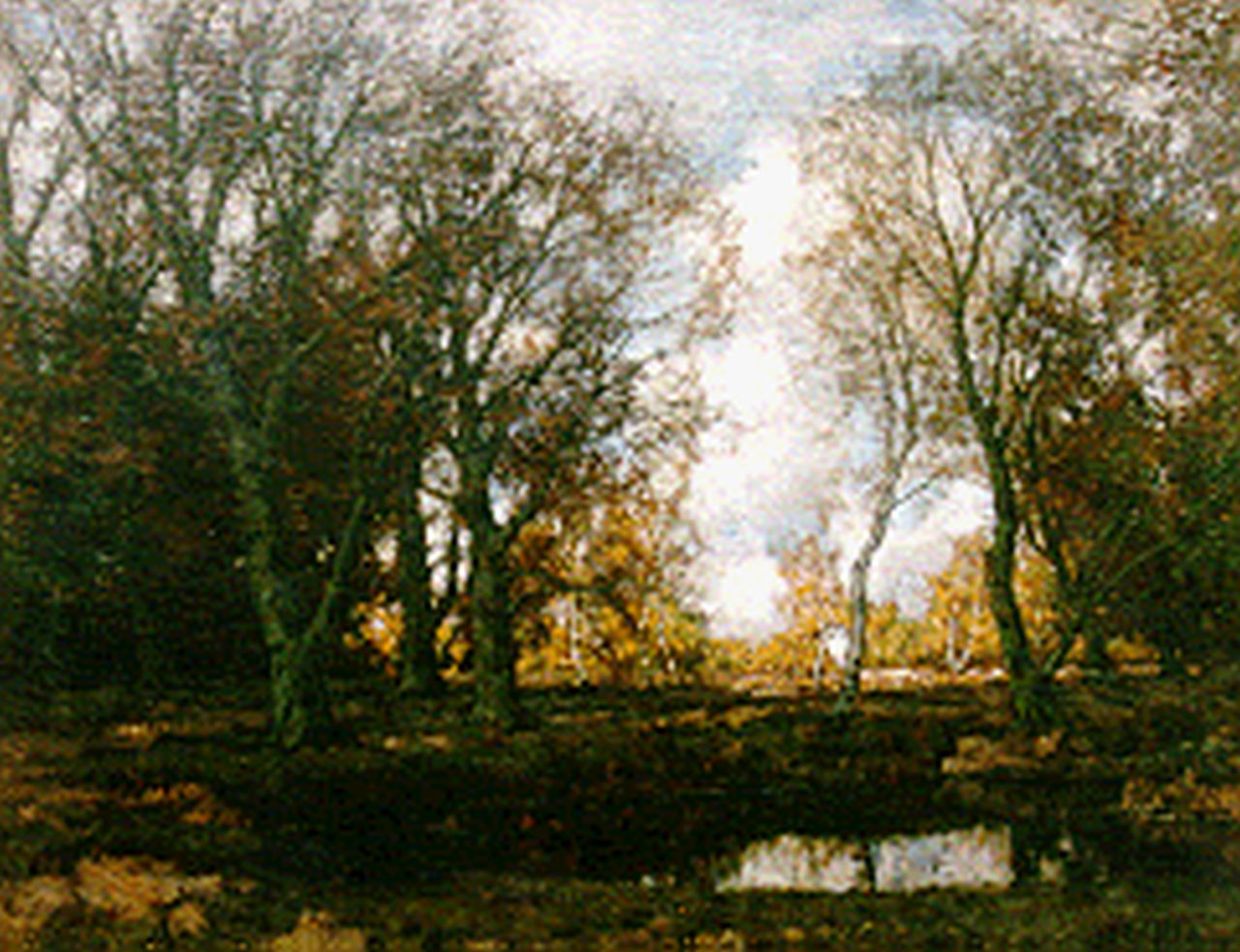 Gorter A.M.  | 'Arnold' Marc Gorter, Birches along the Vordense beek in autumn, Öl auf Leinwand 75,5 x 95,5 cm, signed l.r.