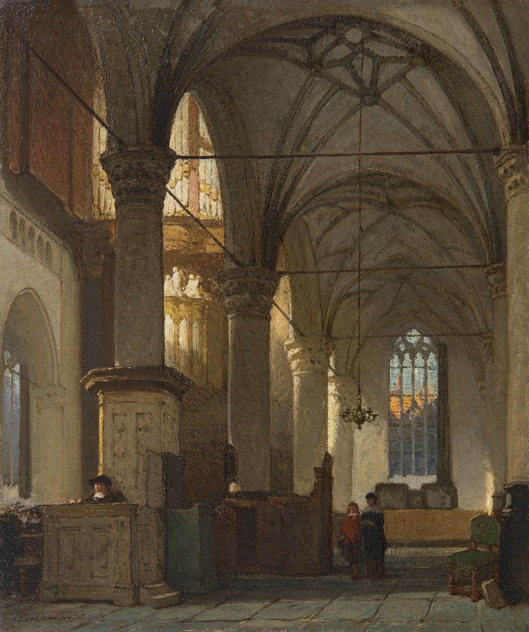 Bosboom J.  | Johannes Bosboom | Gemälde zum Verkauf angeboten | Interieur der Laurenskirche in Alkmaar, Öl auf Holz 43,1 x 36,1 cm, Unterzeichnet u.l.
